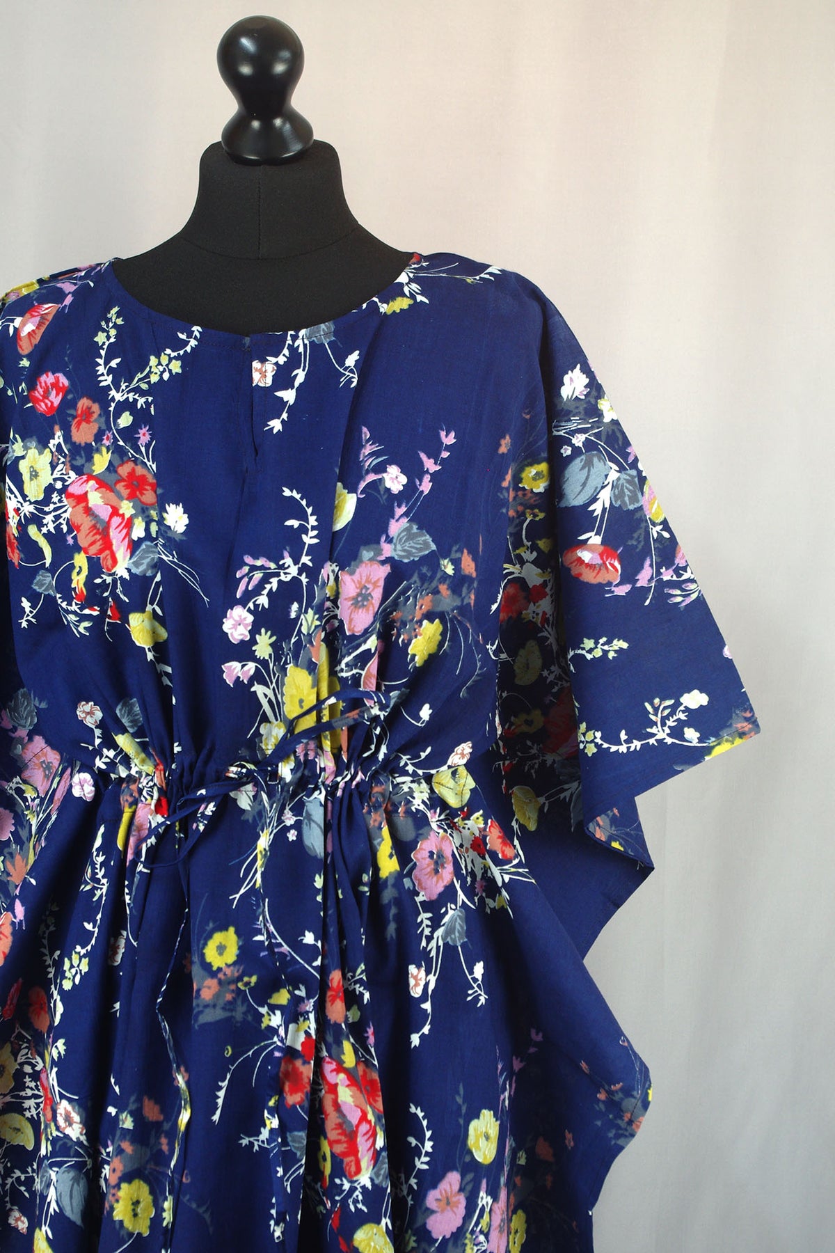 Cotton Long Kaftan -Botanical Navy Blue