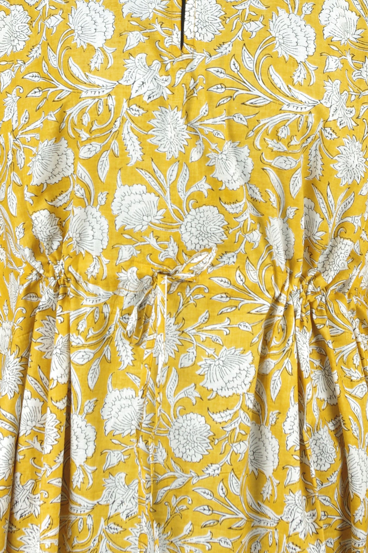 Cotton Long Kaftan - Yellow Floral