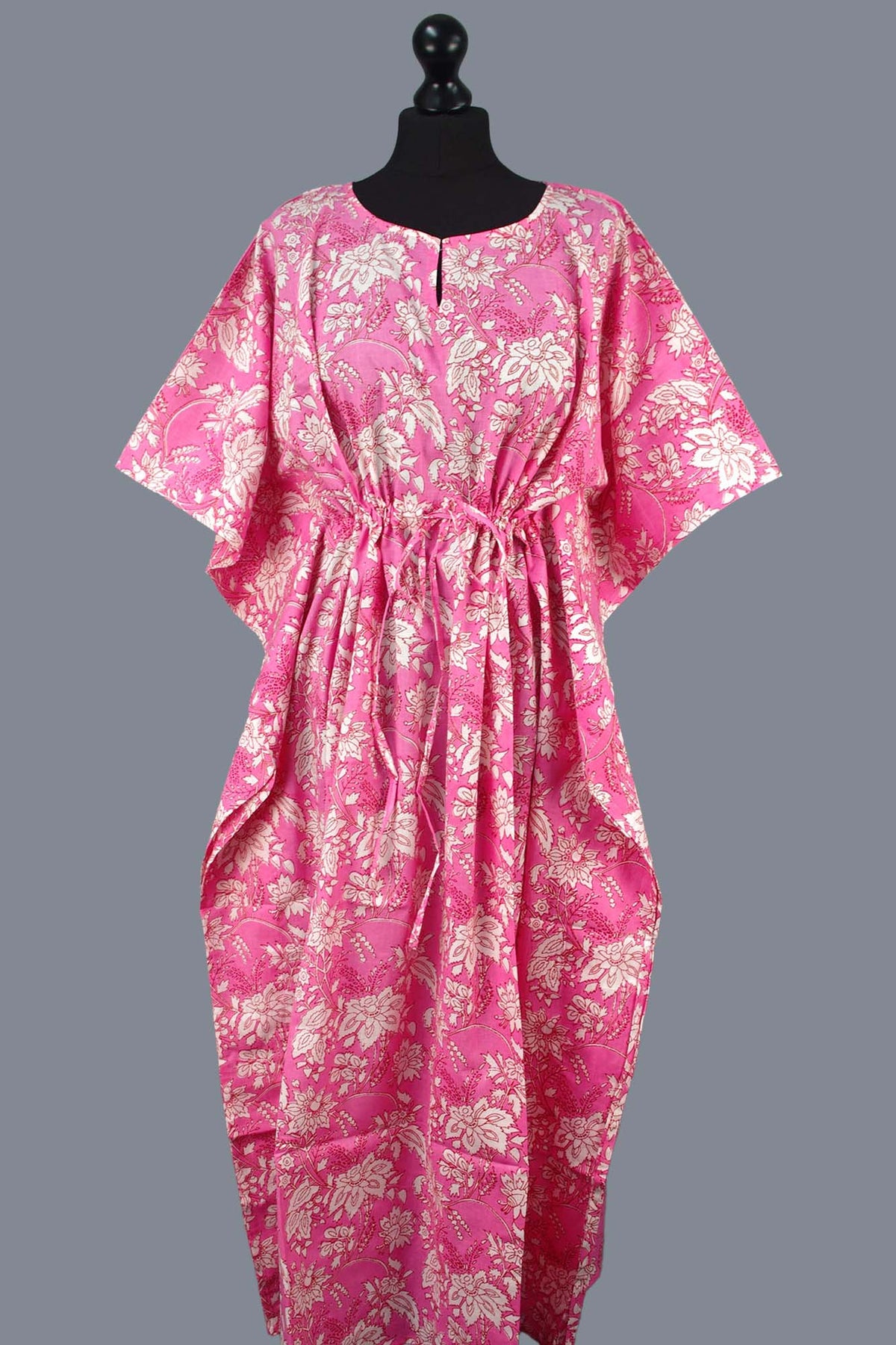 Cotton Long Kaftan - Pink Floral
