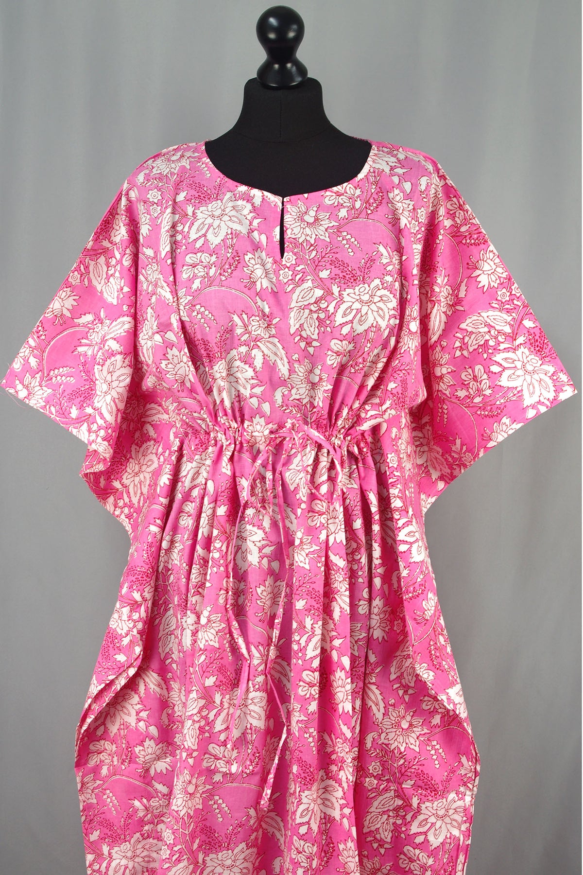 Cotton Long Kaftan - Pink Floral