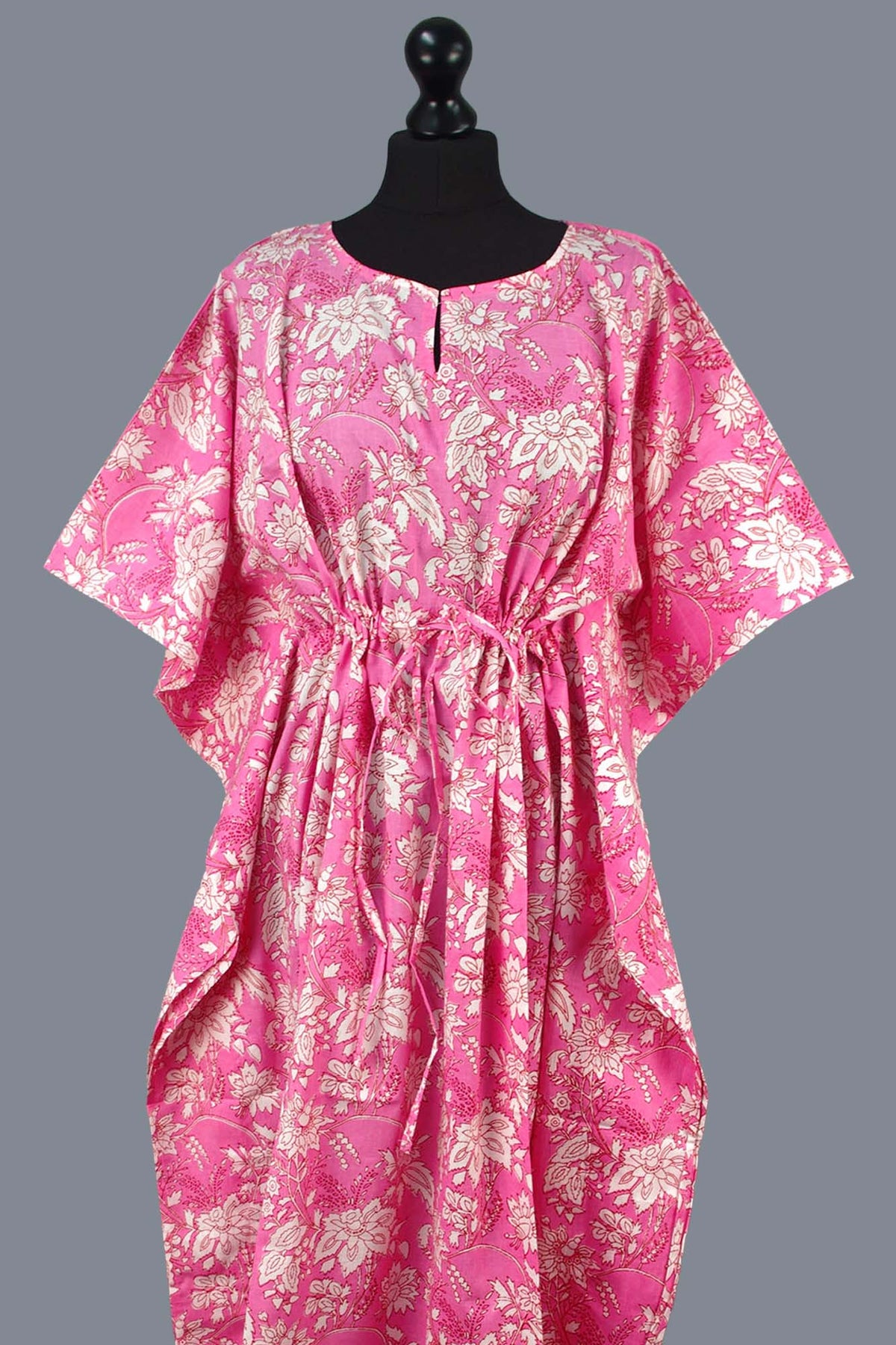 Cotton Long Kaftan - Pink Floral