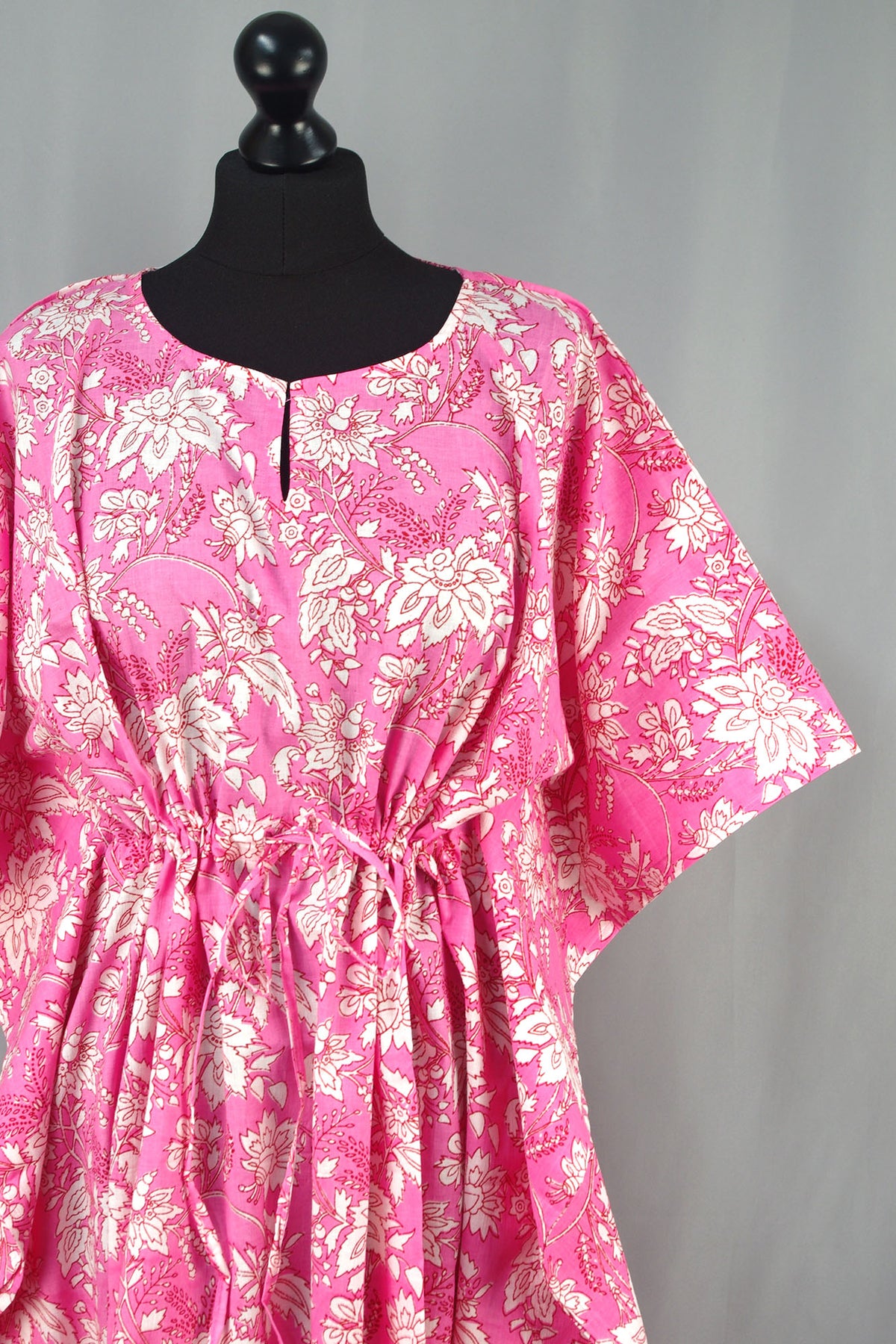 Cotton Long Kaftan - Pink Floral