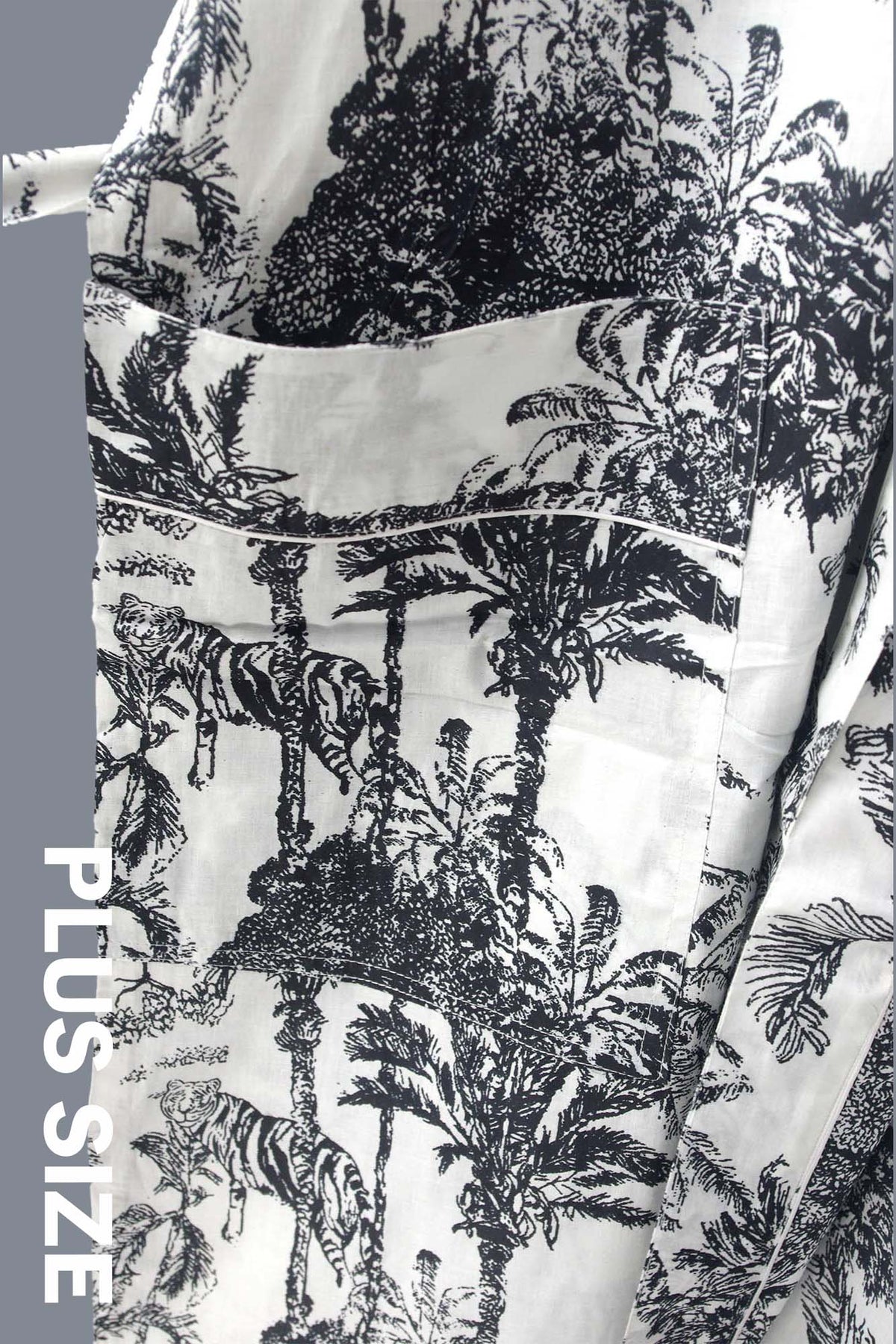 Schwarzer Frida Kahlo Kimono-Bademantel aus Baumwolle mit Blumendruck