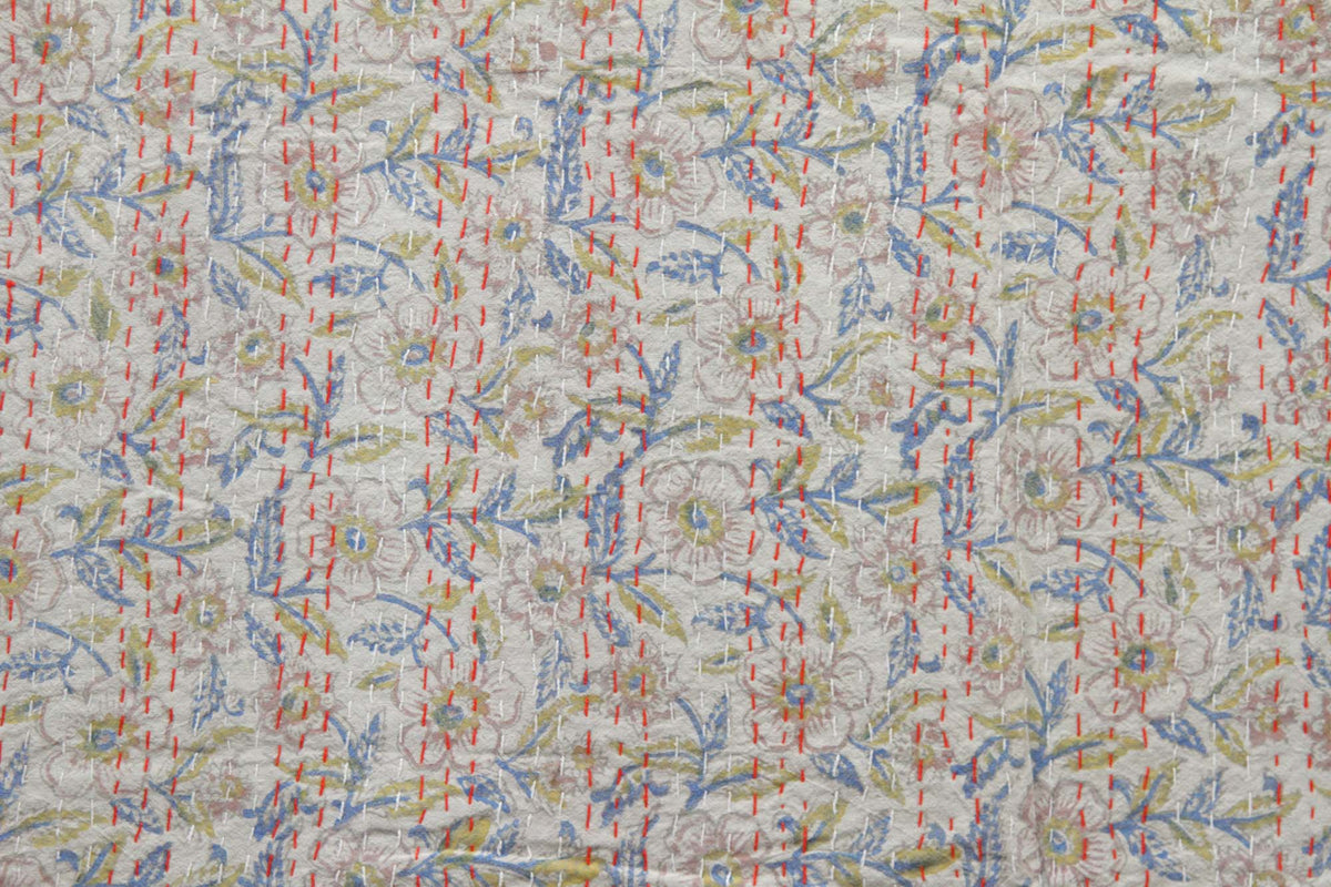 Tropische Vögel Muster Kastanienbraun Rot Wendbare Baumwolle Queen Indian Boho Kantha Quilt Tagesdecke