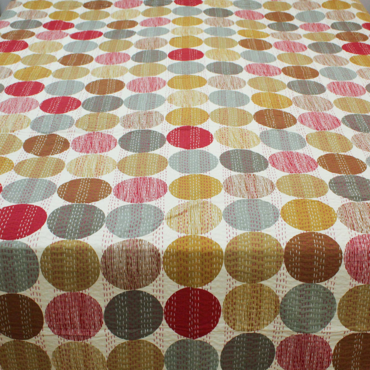 Multicolour Polaka Dots Indian Cotton Queen Kantha Quilt