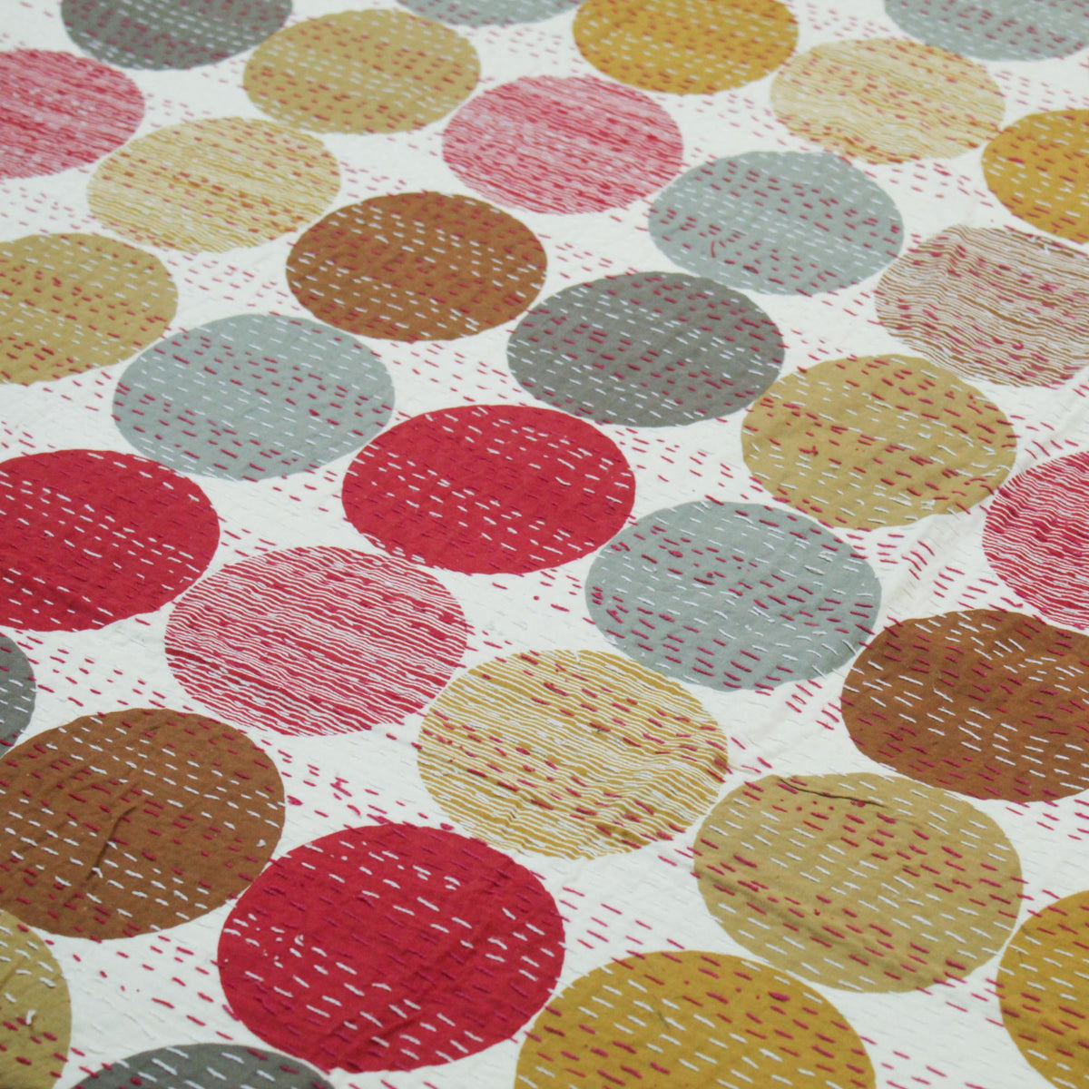 Multicolour Polaka Dots Indian Cotton Queen Kantha Quilt