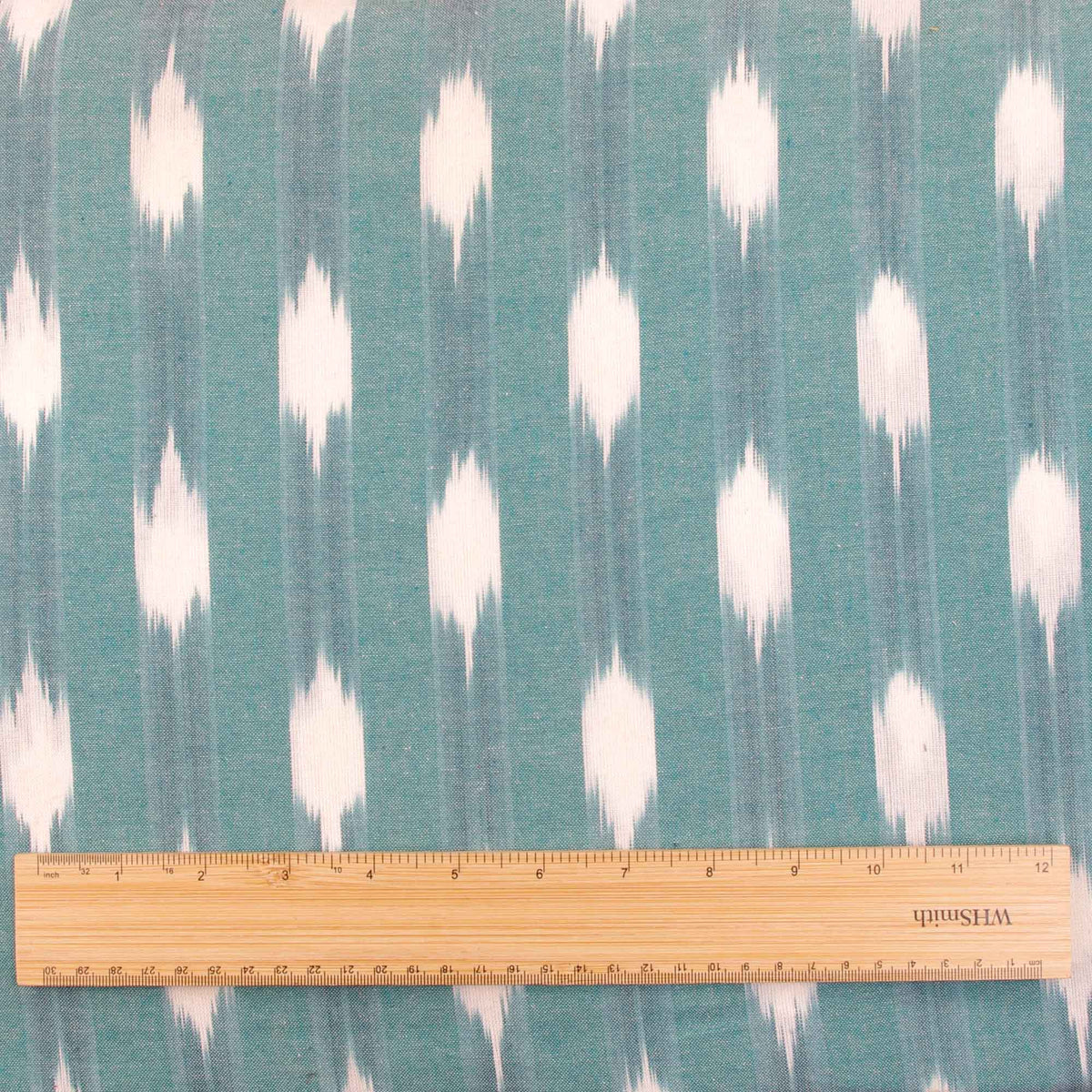 Ikat Hand Woven Cotton Fabric Design - Light Sky Blue With White Weaves