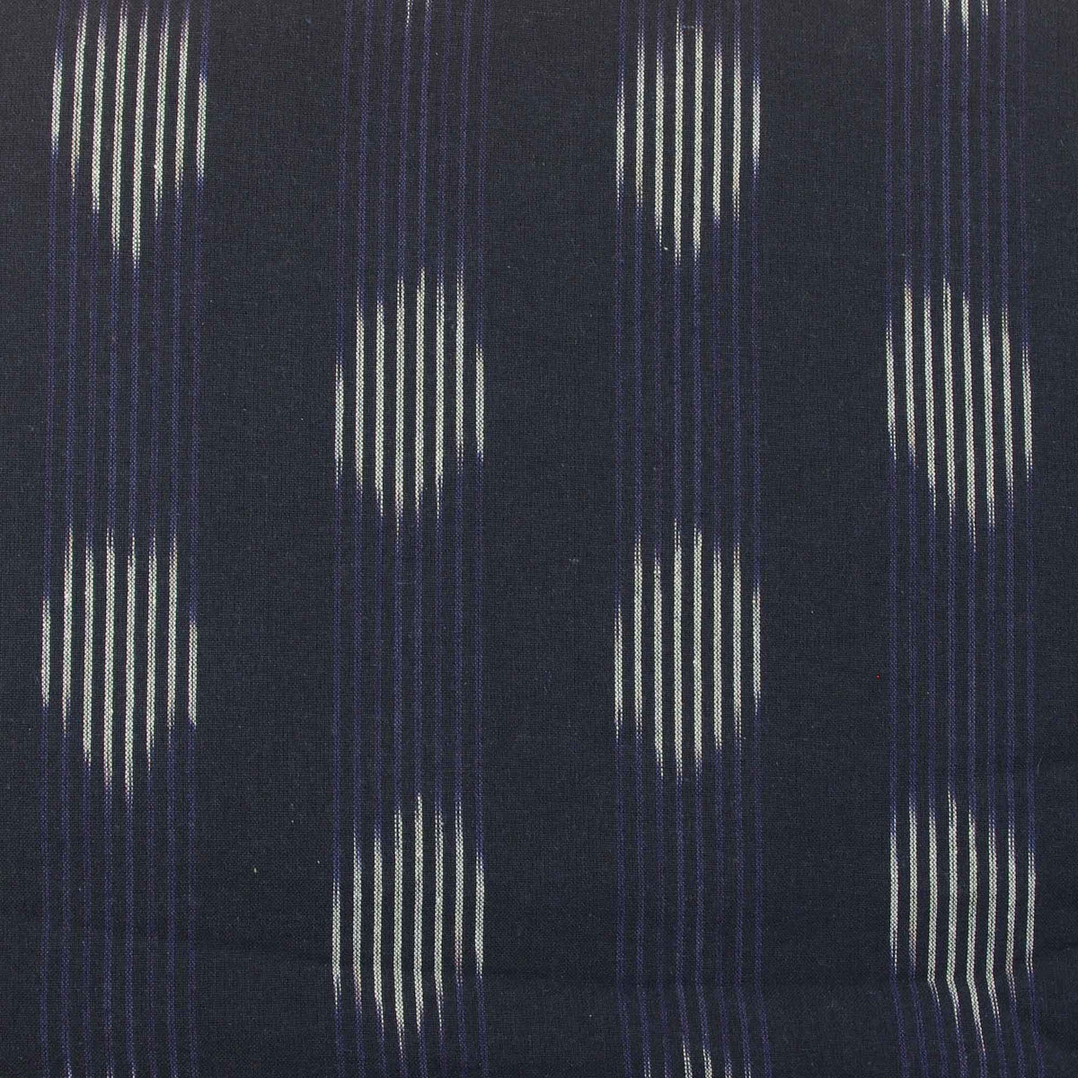 Ikat Hand Woven Cotton Fabric Design - White Lines On Indigo