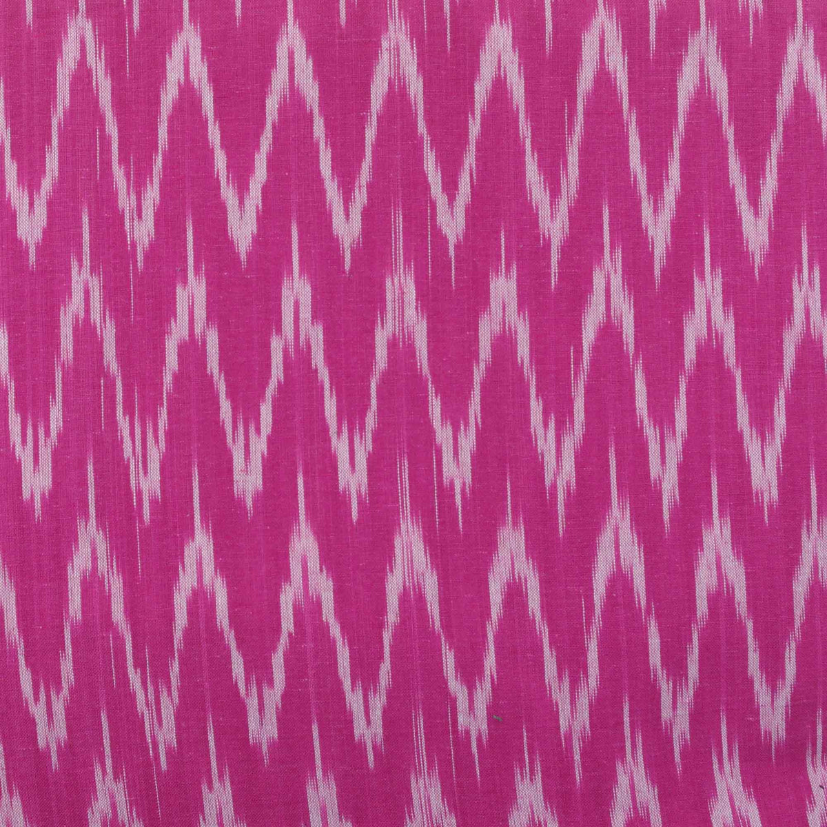 Ikat Hand Woven Cotton Fabric Design - Fuschia Pink With White Zig-Zag Weaves