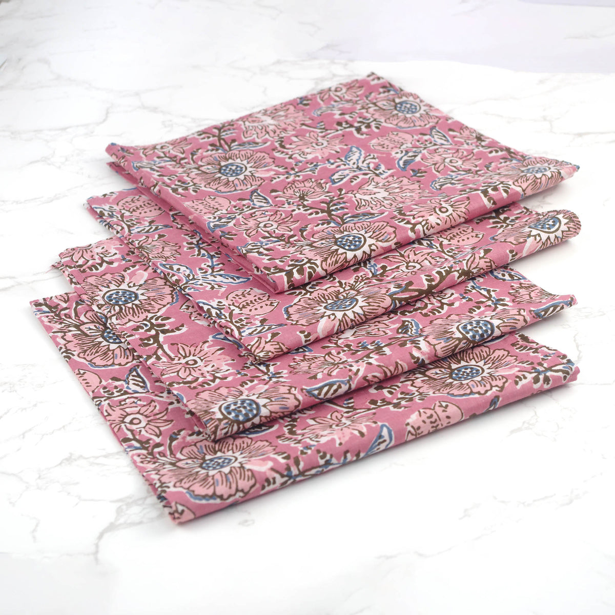 Coral Floral Cotton Dinner Napkins 18'' - Set of 4