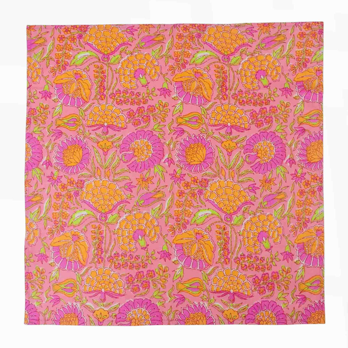Pink & Orange Marigold Cotton Dinner Napkins 18'' - Set of 4