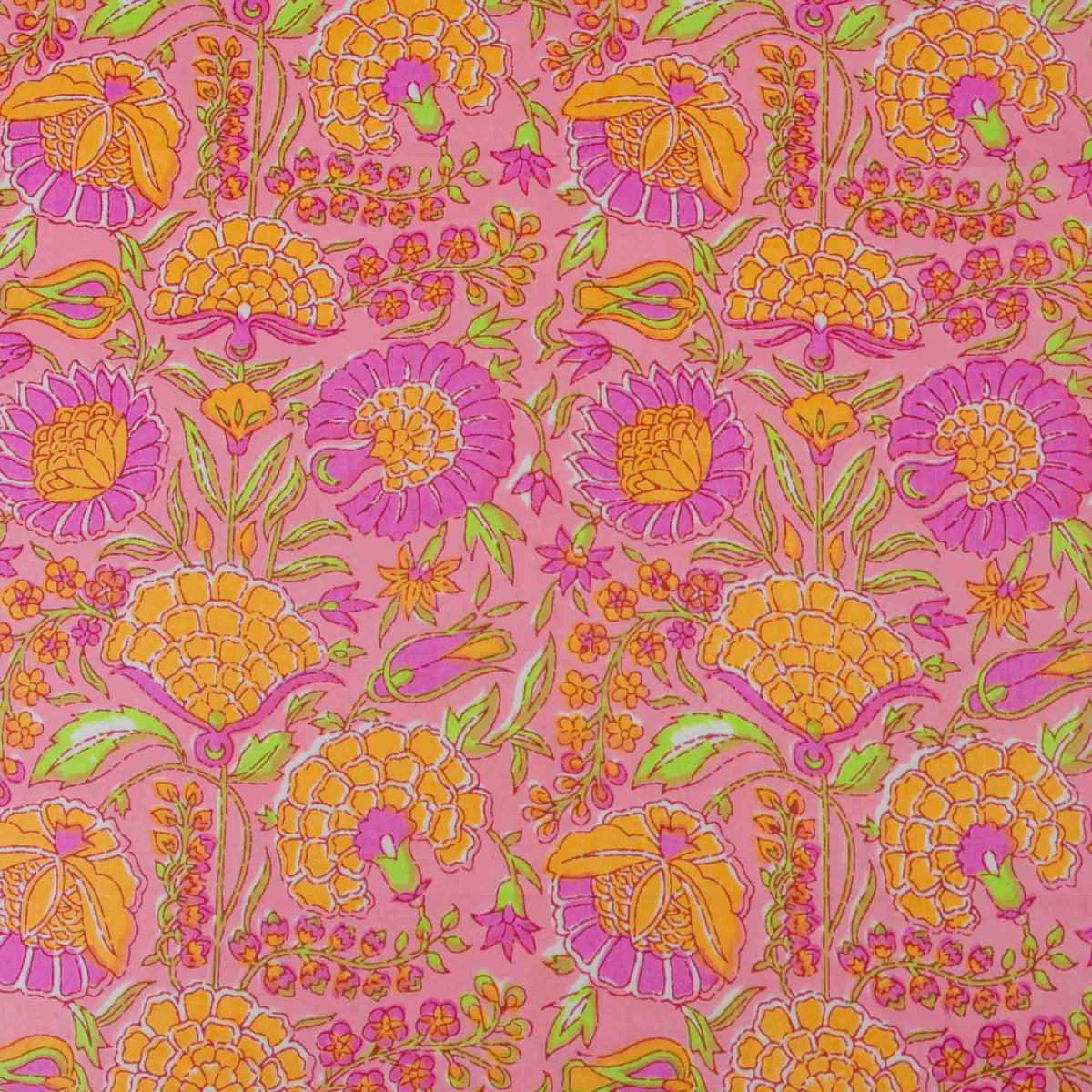 Pink & Orange Marigold Cotton Dinner Napkins 18'' - Set of 4