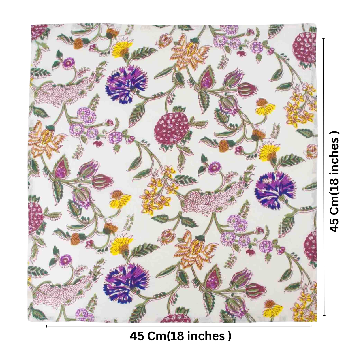 Set Of 10 Cotton Floral Dinner Napkins 18'' ( SET2)