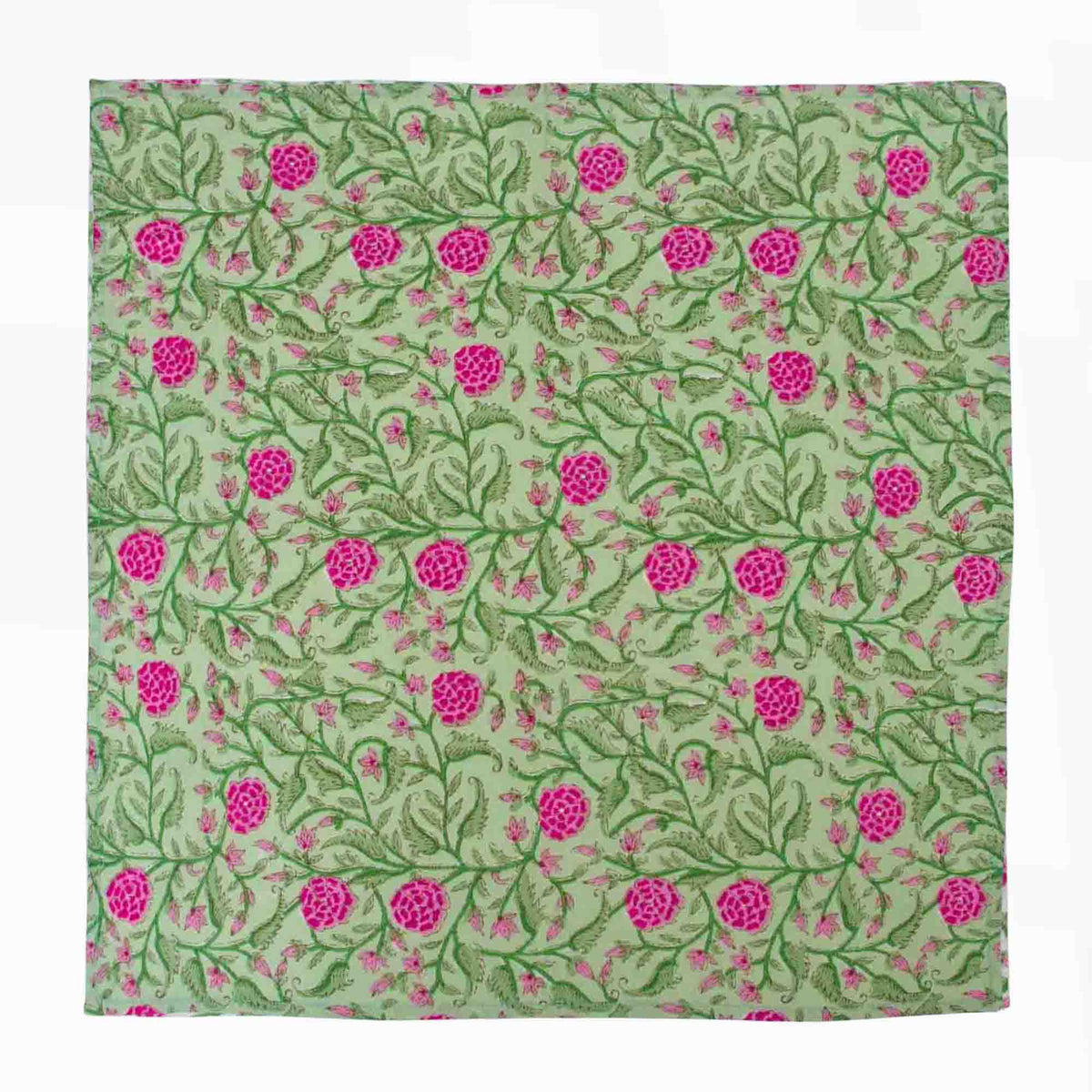 Green and Pink, Botanical Vine Cotton Dinner Napkins 18'' - Set of 4