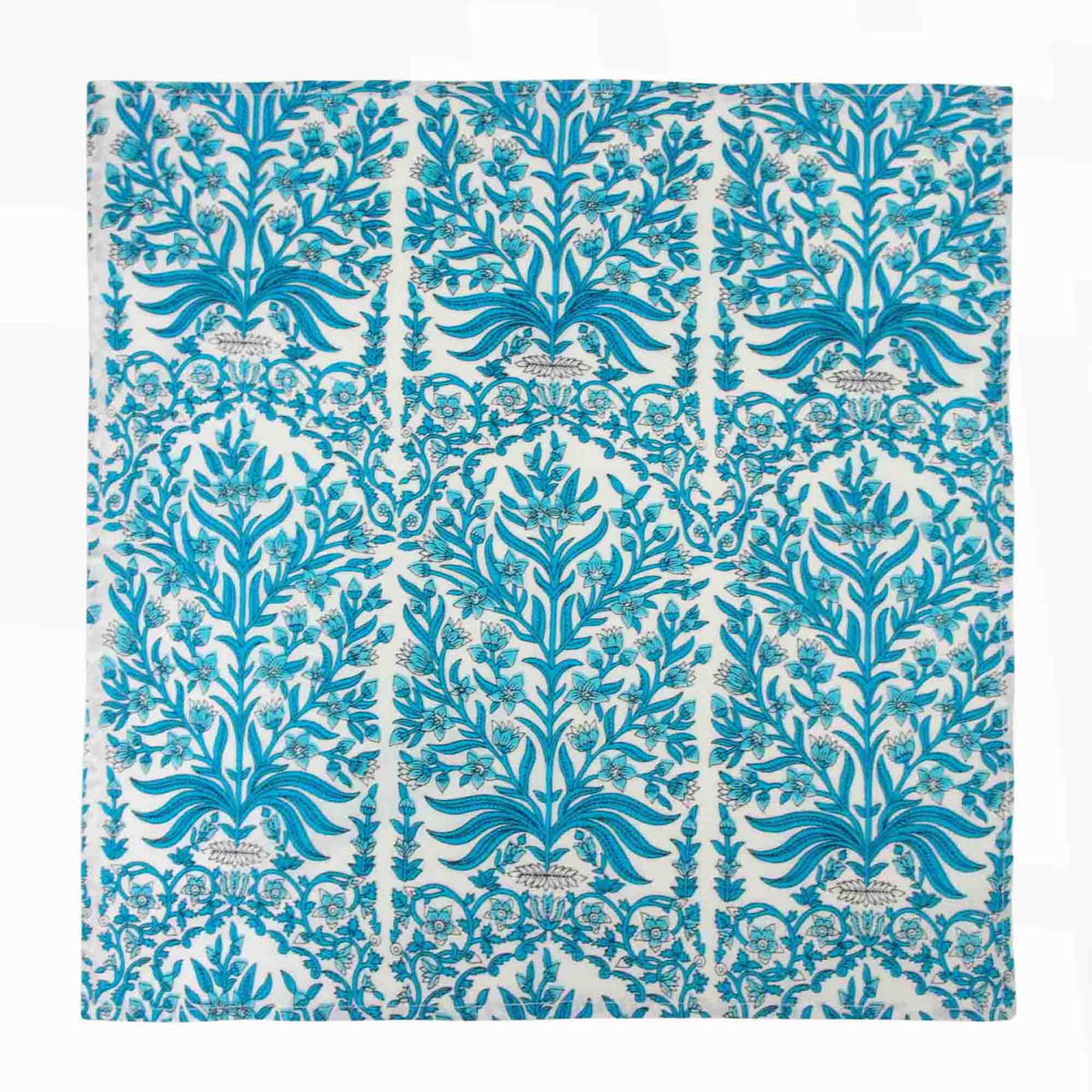 Blue and White, Botanical Mughal Design Cotton Dinner Napkins 18'' - Set of 4