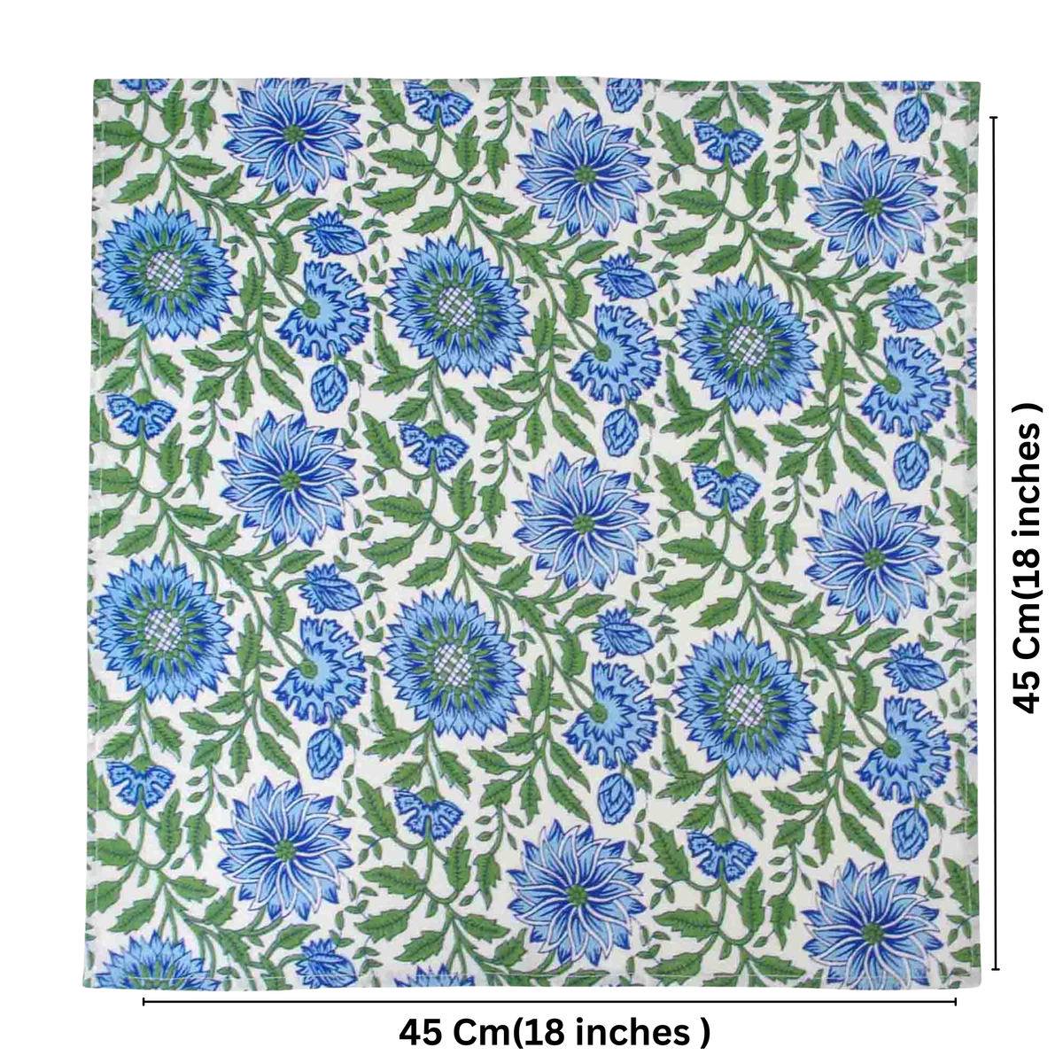 Set Of 10 Cotton Floral Dinner Napkins 18'' ( SET2)