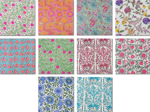 Set Of 10 Cotton Floral Dinner Napkins 18'' ( SET2)