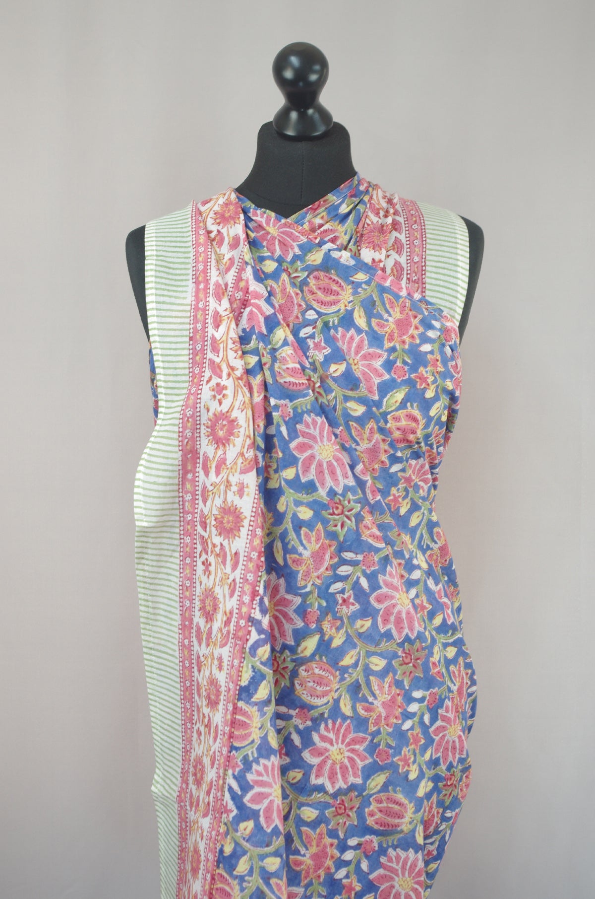Beach Coverup Sarong Pareo - Blue Pink Jaal