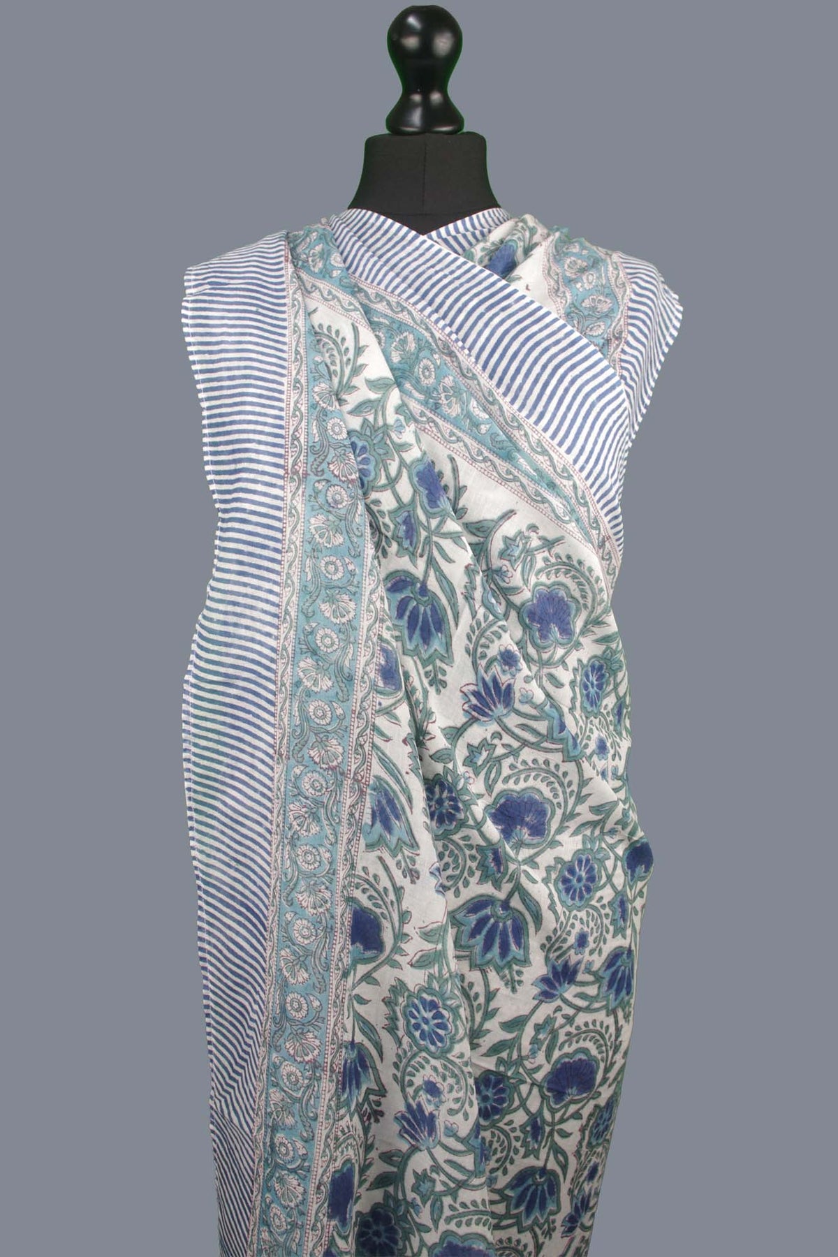 Beach  Coverup Sarong Pareo - Indigo Blue Floral Jaal