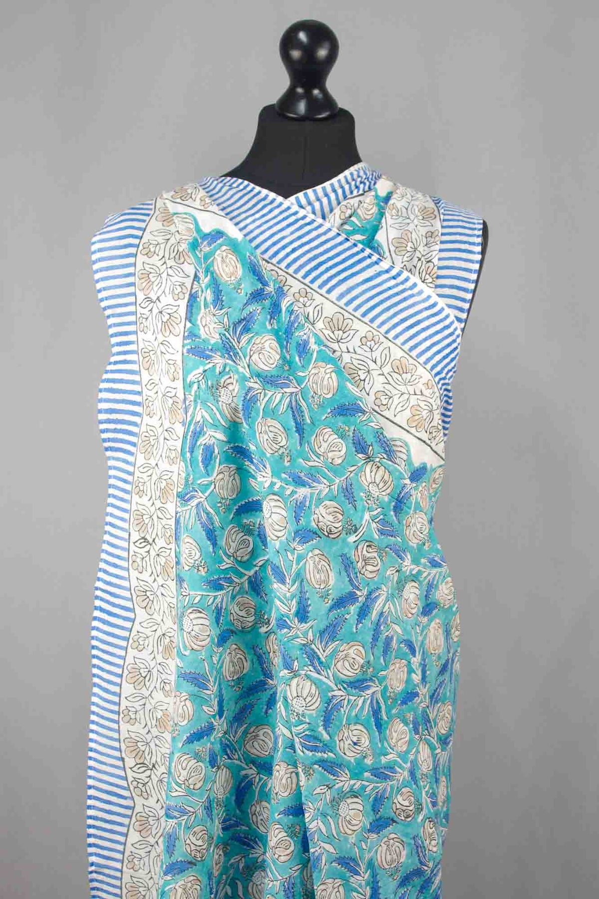 Beach Coverup Sarong Pareo - Teal & Blue Floral