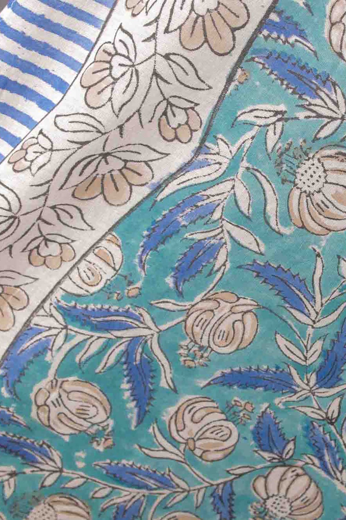 Beach Coverup Sarong Pareo - Teal & Blue Floral