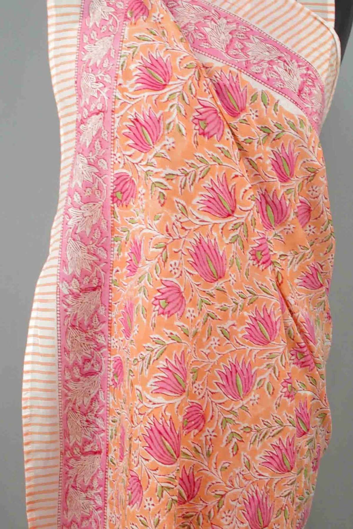 Beach Coverup Sarong Pareo - Lotus Print Peachy Orange