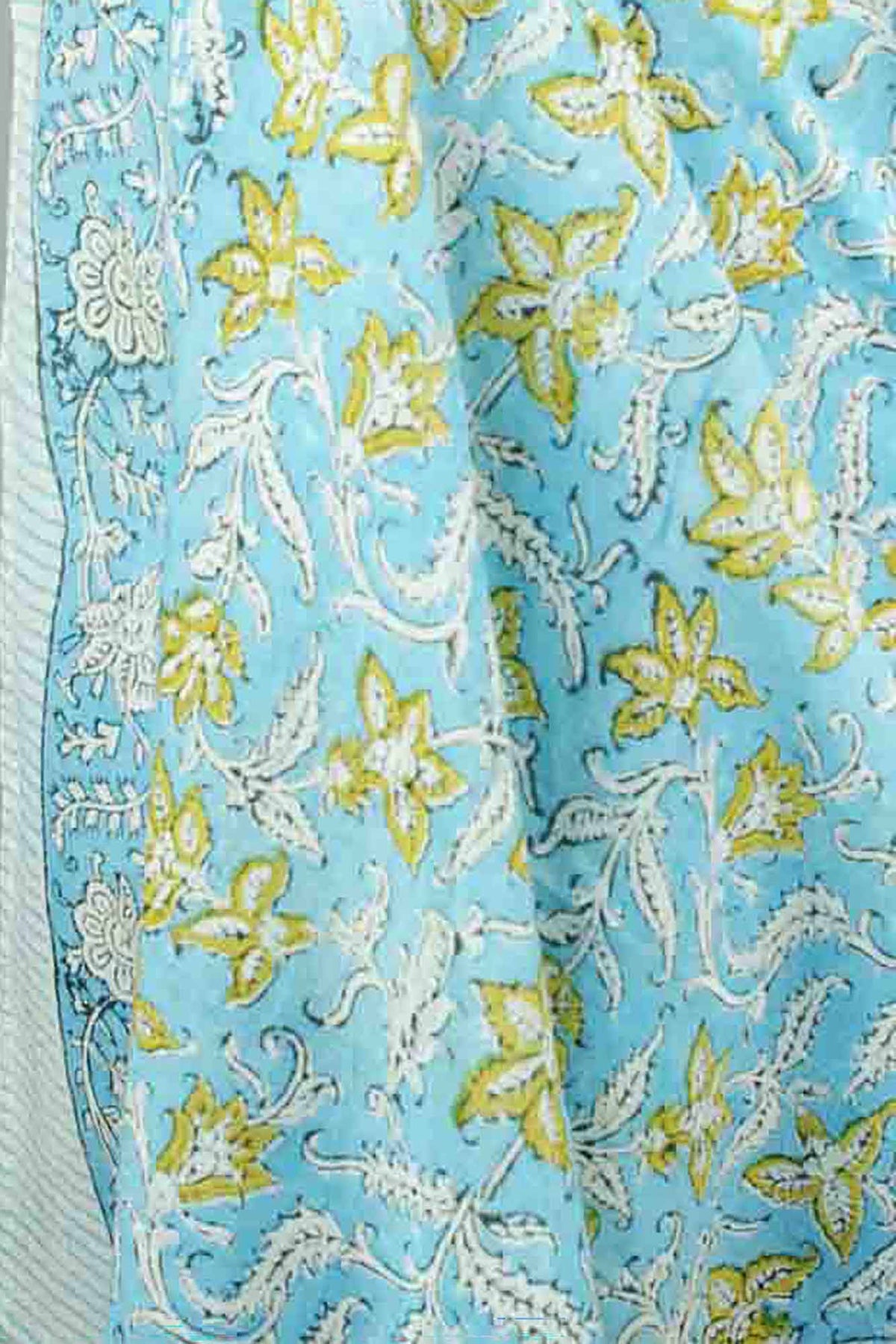 Beach Coverup Sarong Pareo - Blue Mustard Floral