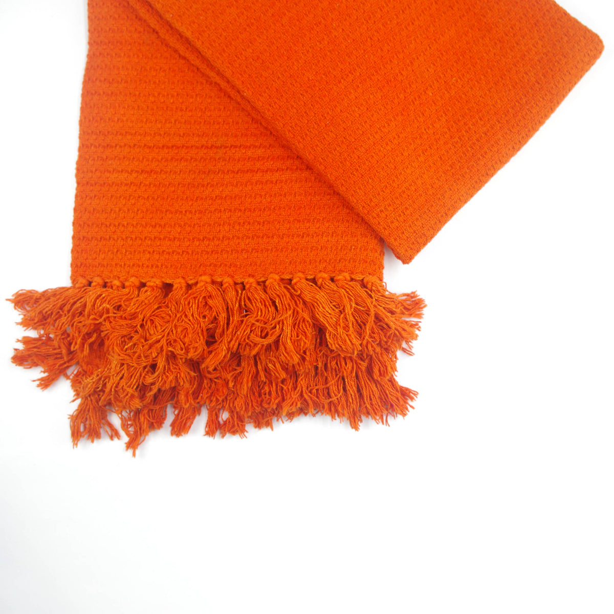 Cotton Handloom Plain Dye  Stonewash Throw- Orange