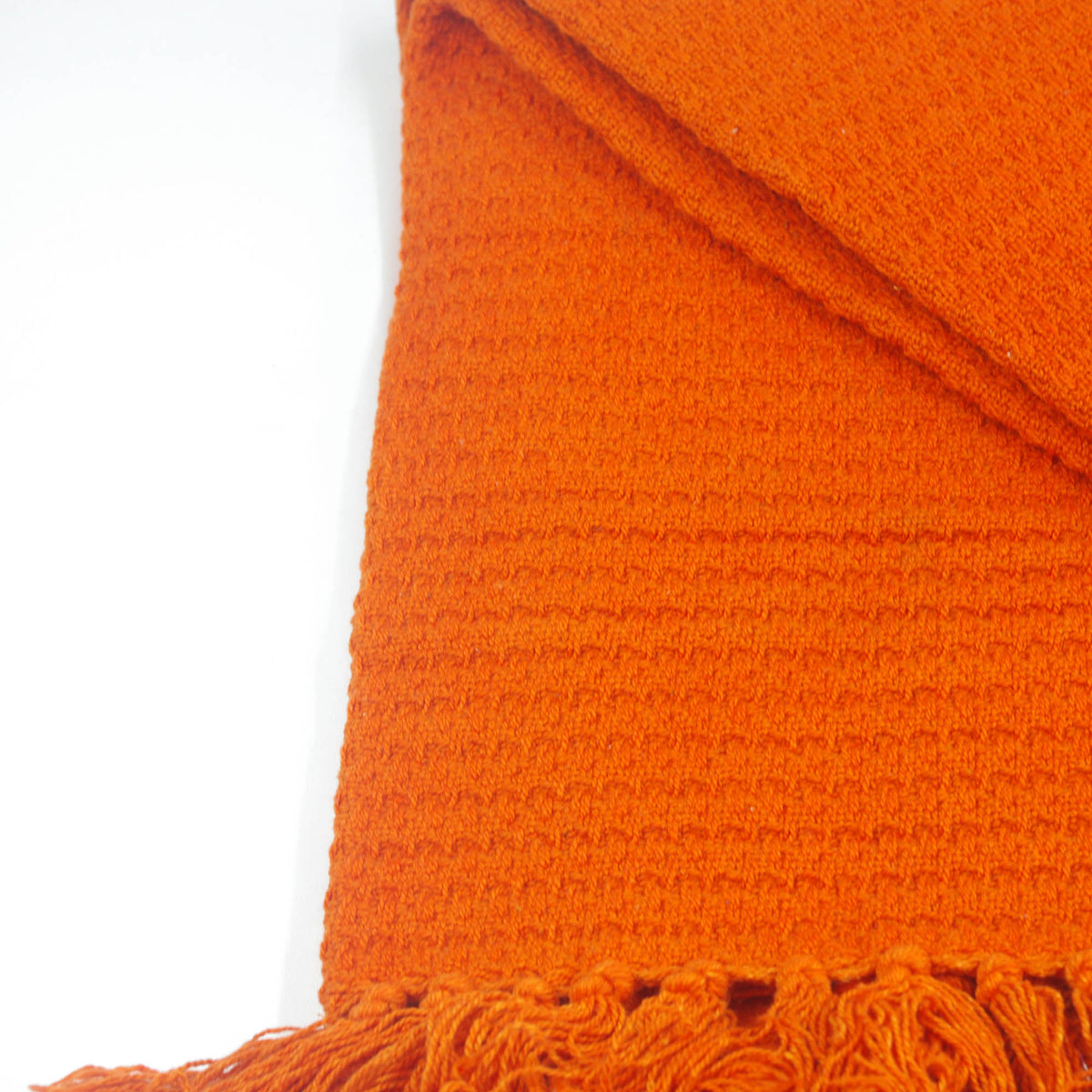 Cotton Handloom Plain Dye  Stonewash Throw- Orange