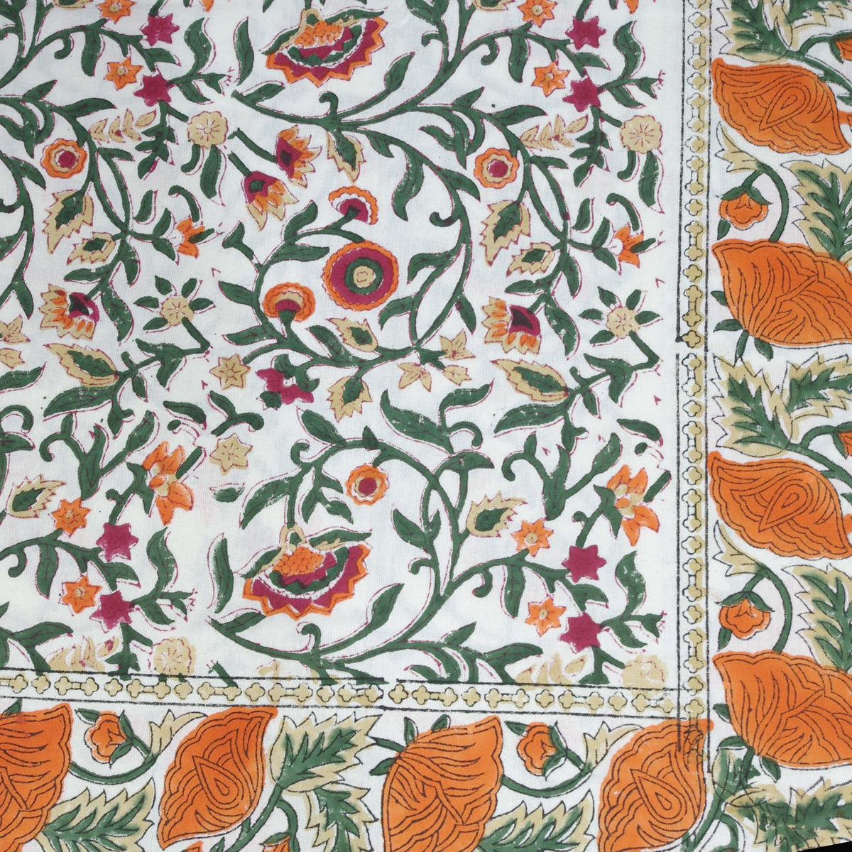 Red & Orange Floral Printed Rectangle Tablecloth Table Cover