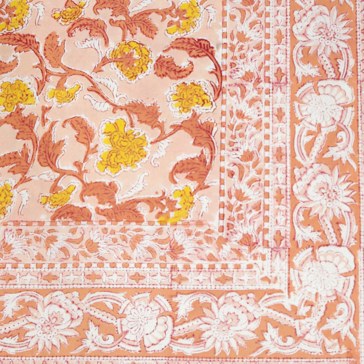 Peach, Orange & Rust Coral Floral Printed Rectangle Tablecloth Table Cover