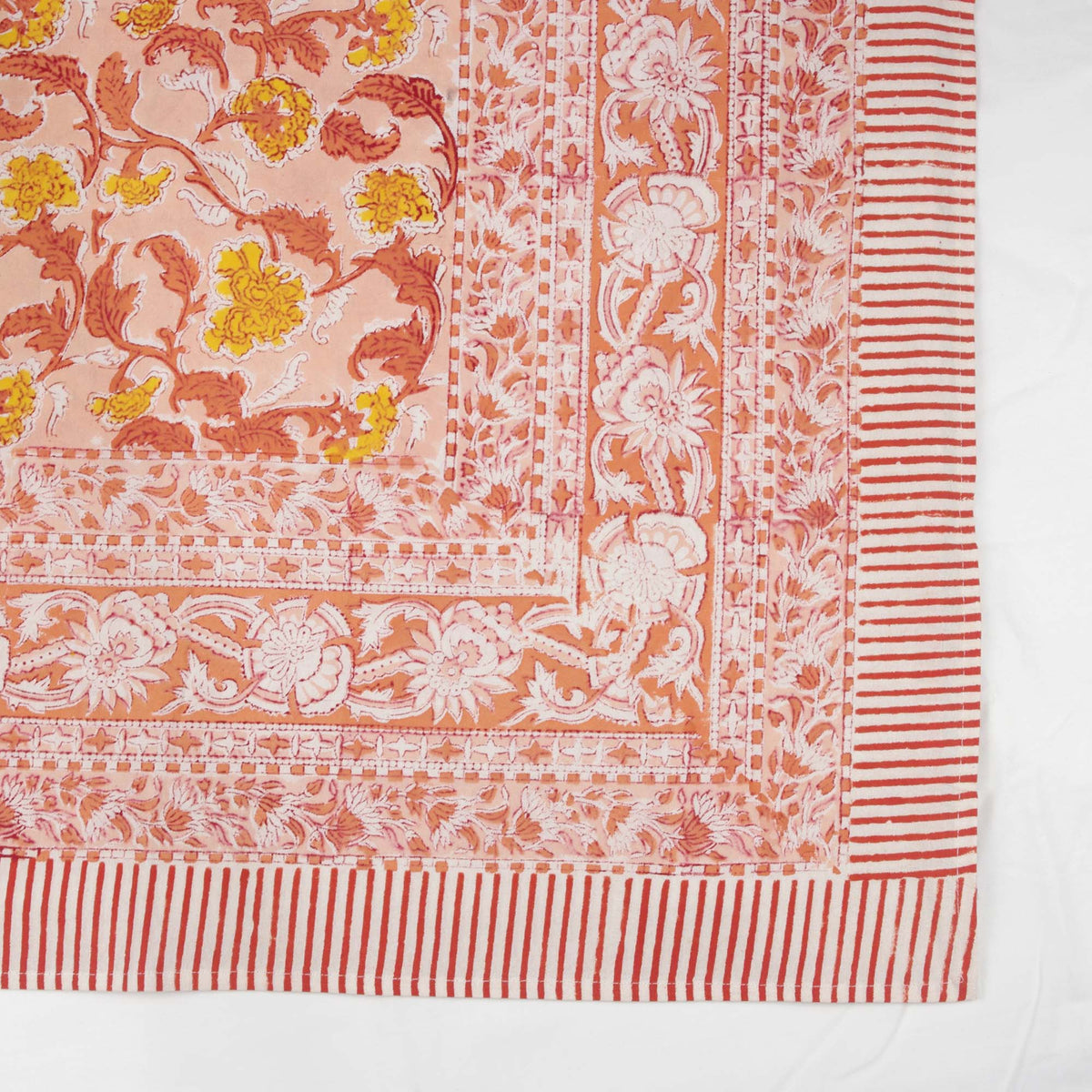 Peach, Orange & Rust Coral Floral Printed Rectangle Tablecloth Table Cover