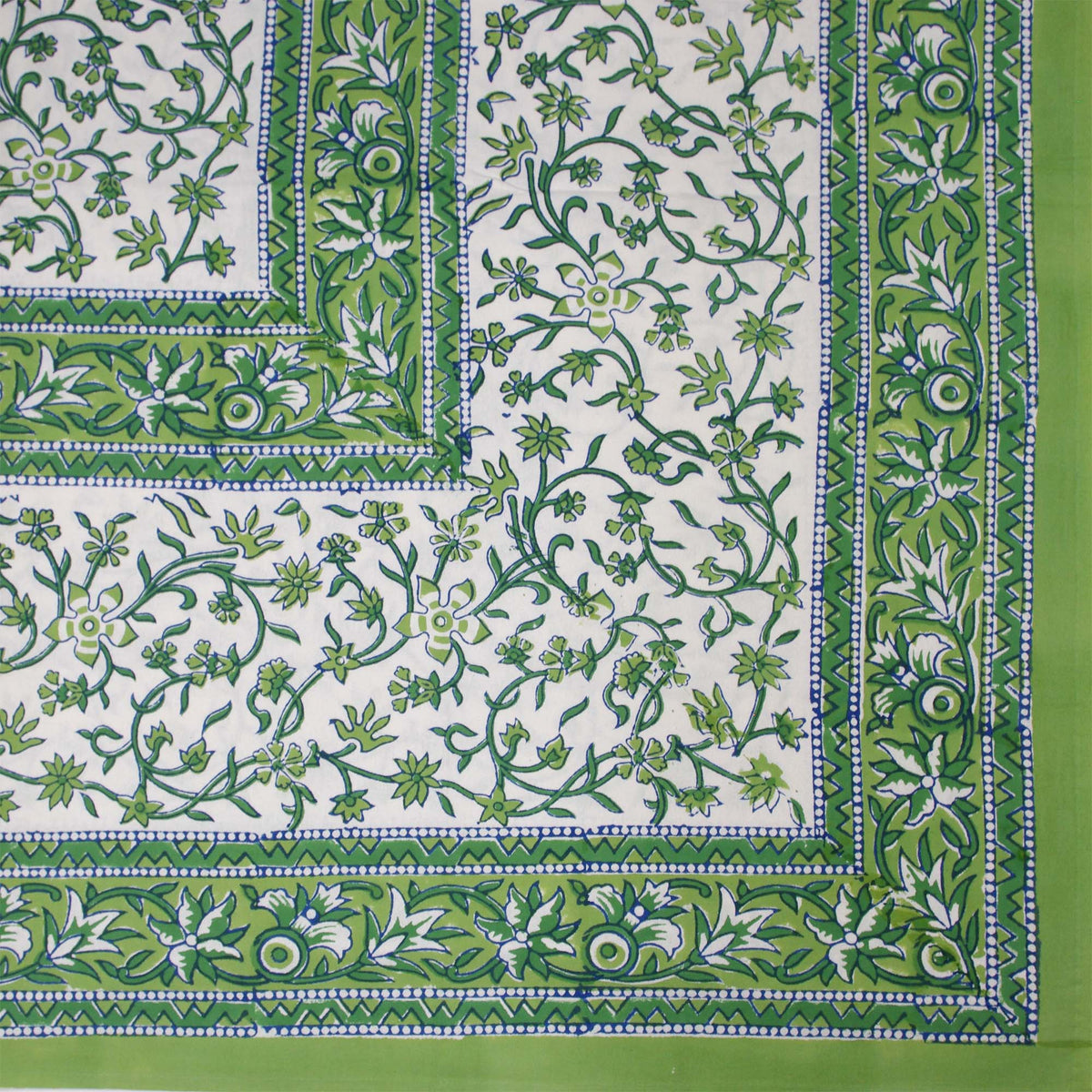 Green & White Floral Jaal Print Rectangle Tablecloth Table Cover