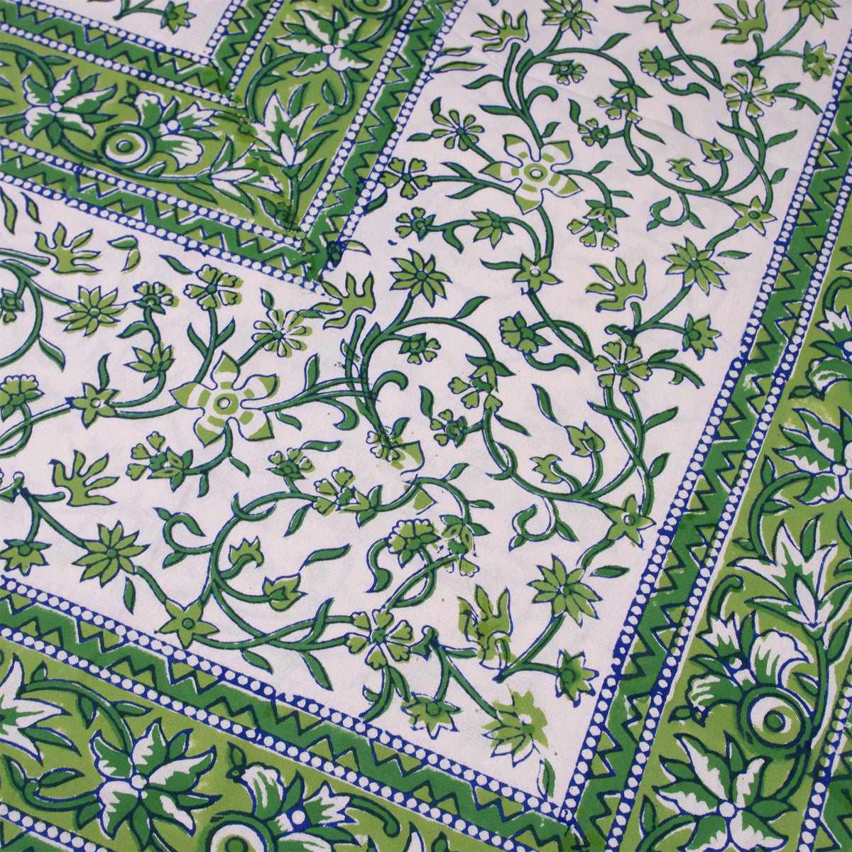 Green & White Floral Jaal Print Rectangle Tablecloth Table Cover