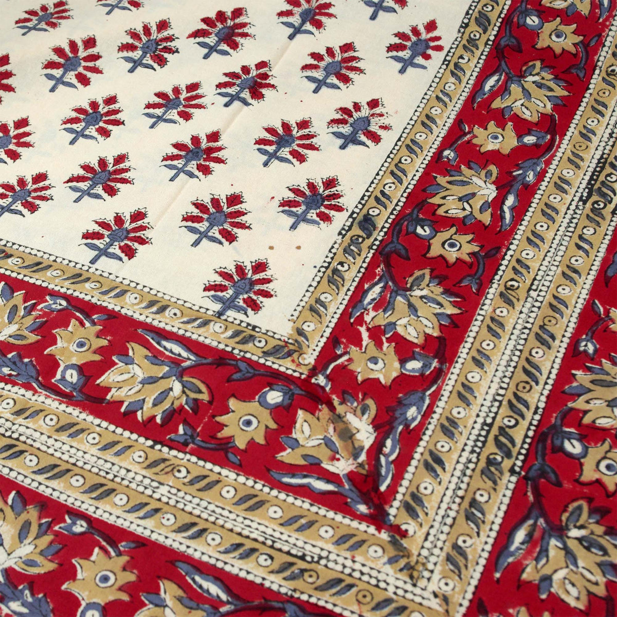 Red & Beige Floral Print Rectangle Tablecloth Table Cover