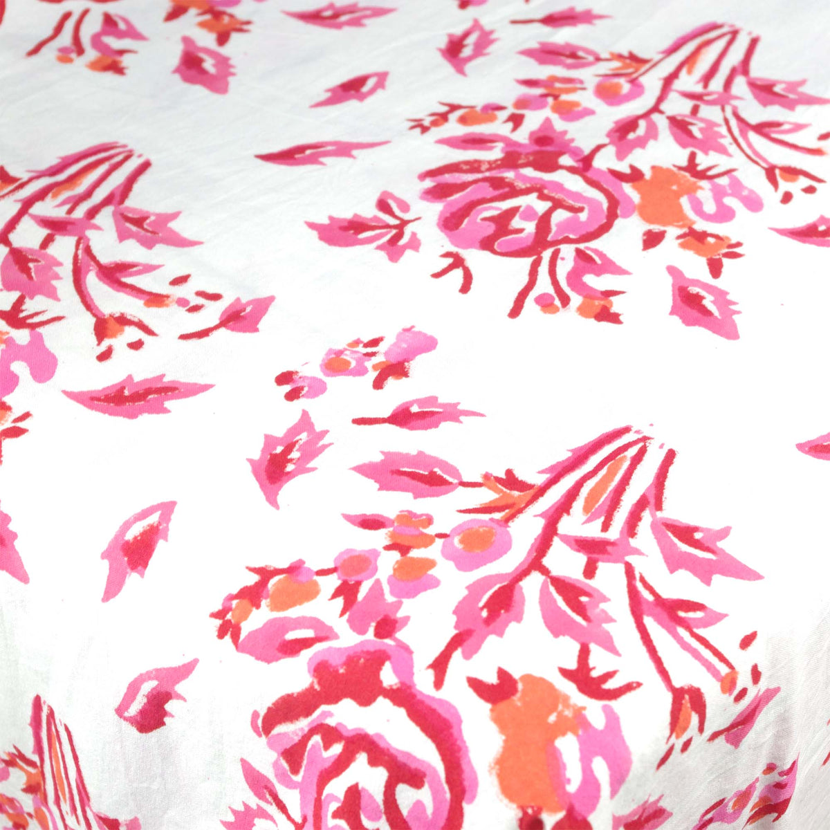 Blossom Pink & Coral Floral Rose Print Rectangle Block Printed Tablecloth /Table Cover