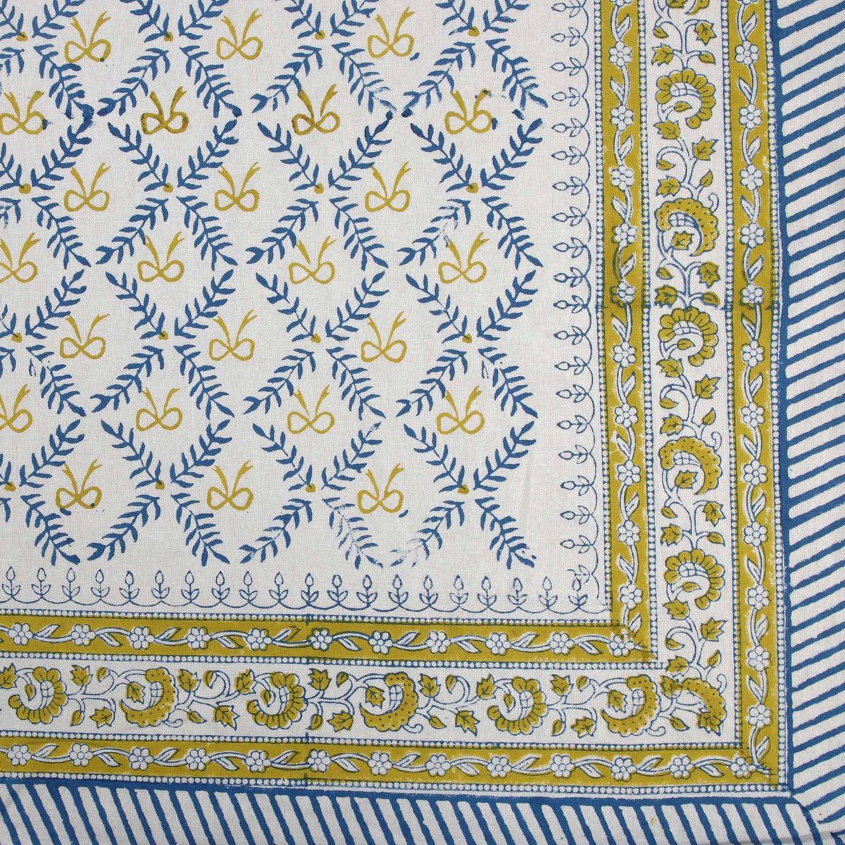 Block Printed Rectangle Tablecloth Table Cover - Bow design