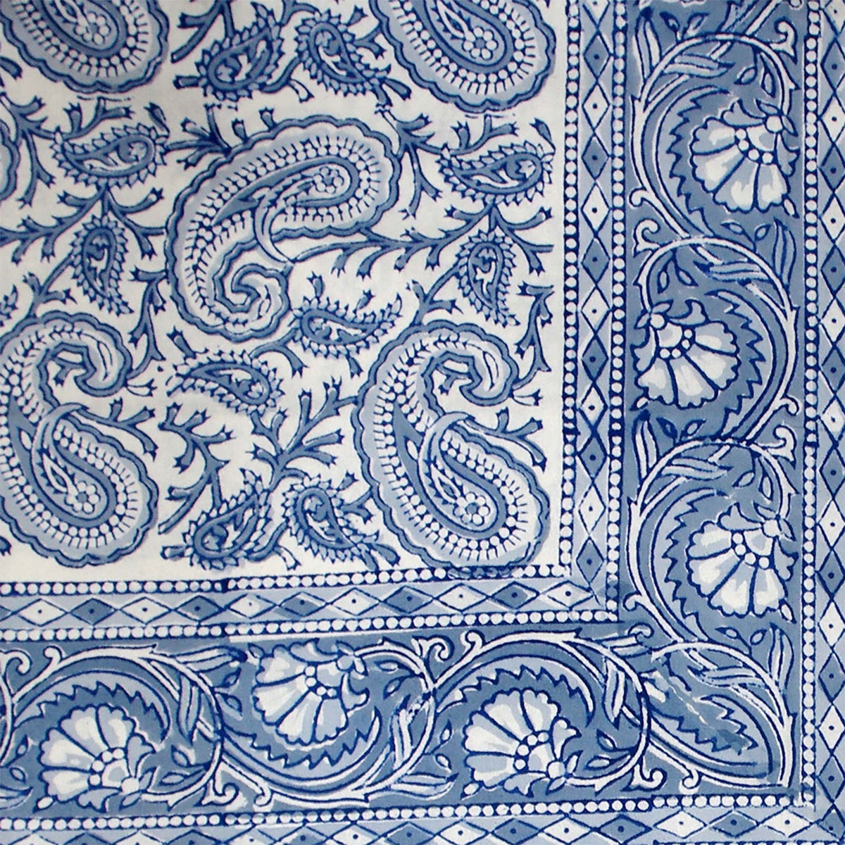 Blue & White Paisley Print Rectangle Tablecloth Table Cover