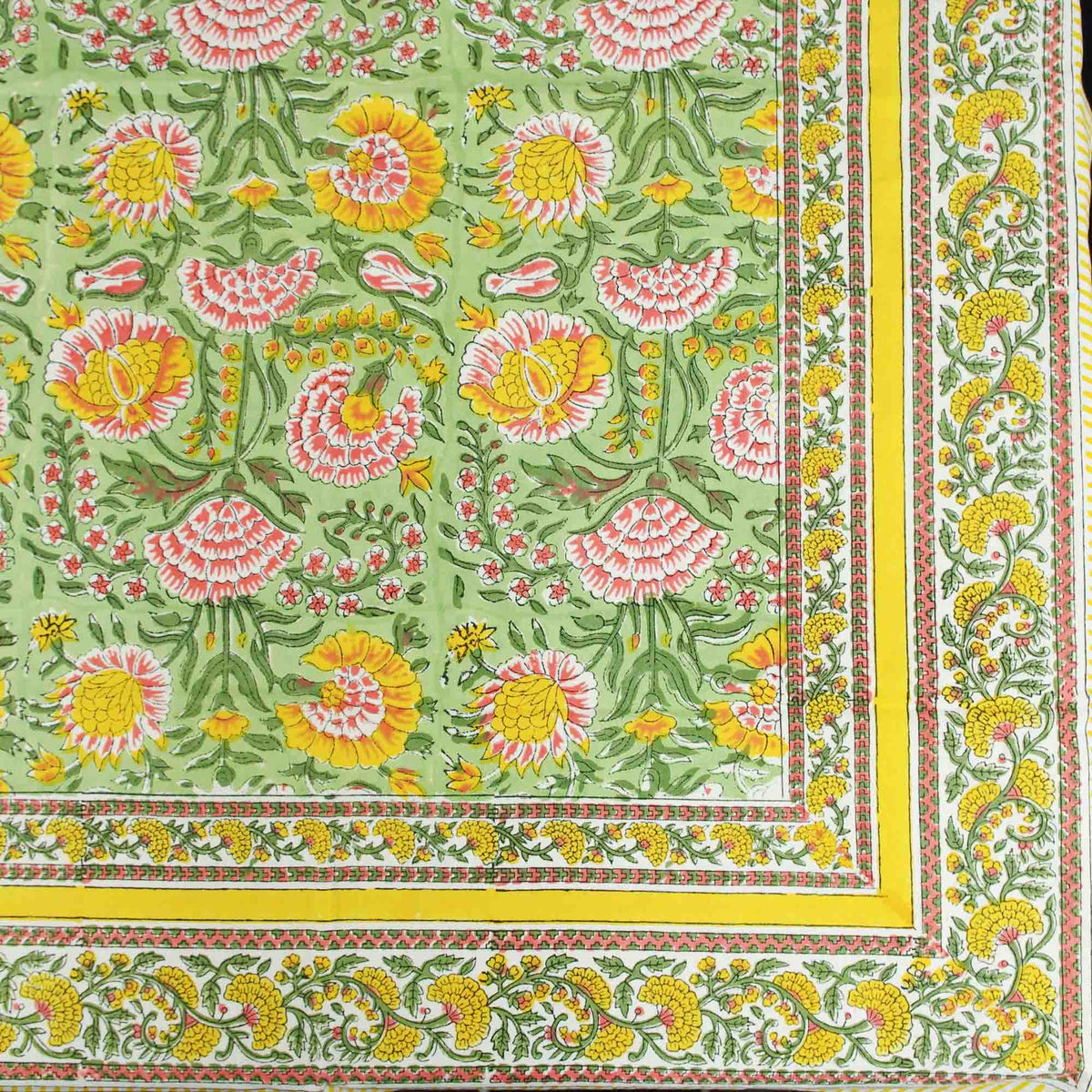Yellow Daffodil On Green Print Rectangle Tablecloth Table Cover