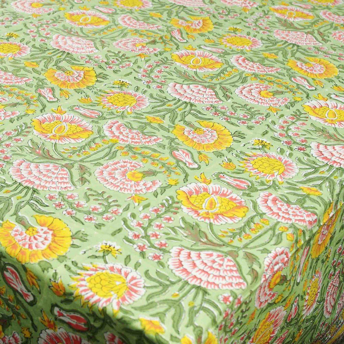 Yellow Daffodil On Green Print Rectangle Tablecloth Table Cover
