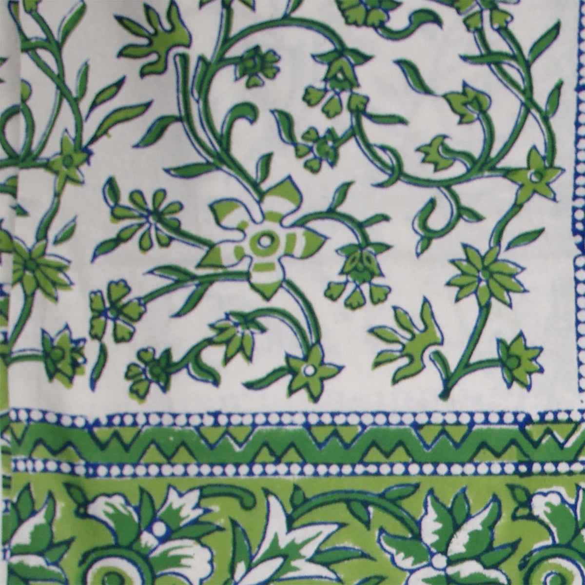 Green & White Floral Jaal Print Rectangle Tablecloth Table Cover