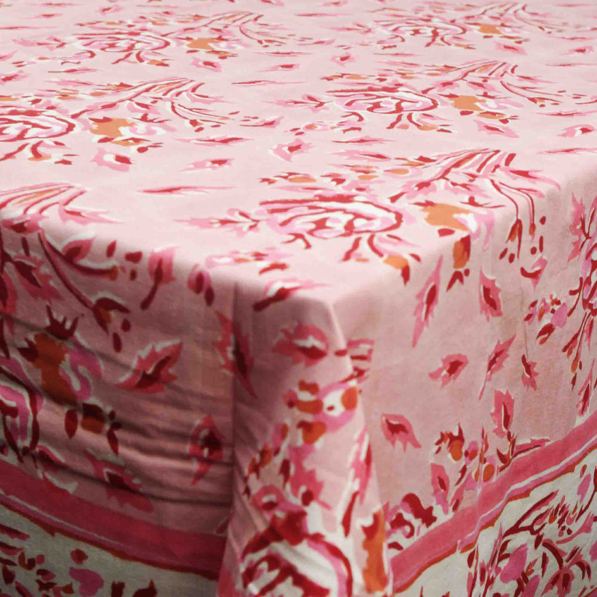 Pink Floral Jaal Print Rectangle Tablecloth Table Cover