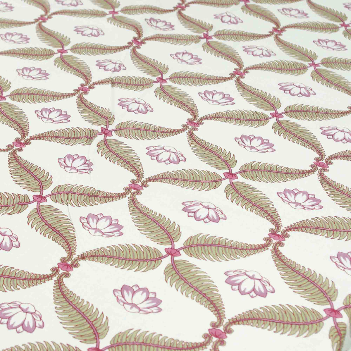 Olive Green & Red Ferns Print Rectangle Tablecloth Table Cover