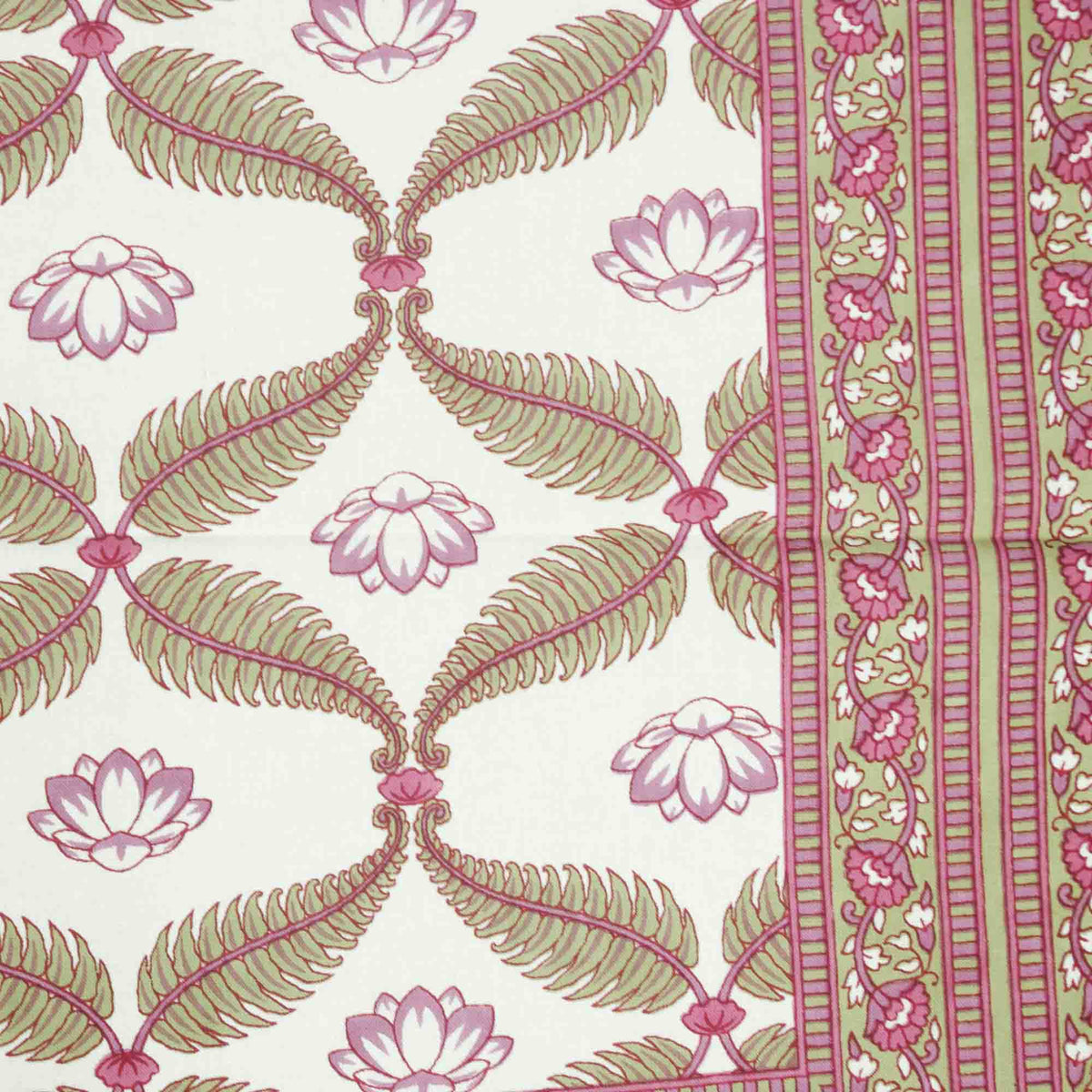Olive Green & Red Ferns Print Rectangle Tablecloth Table Cover