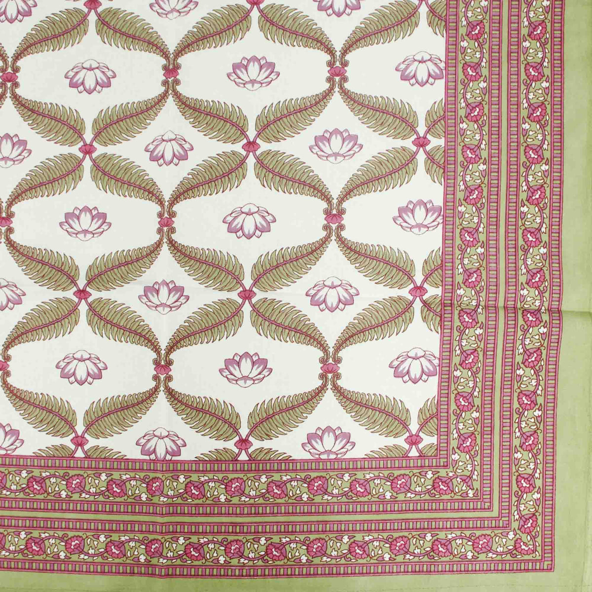 Olive Green & Red Ferns Print Rectangle Tablecloth Table Cover