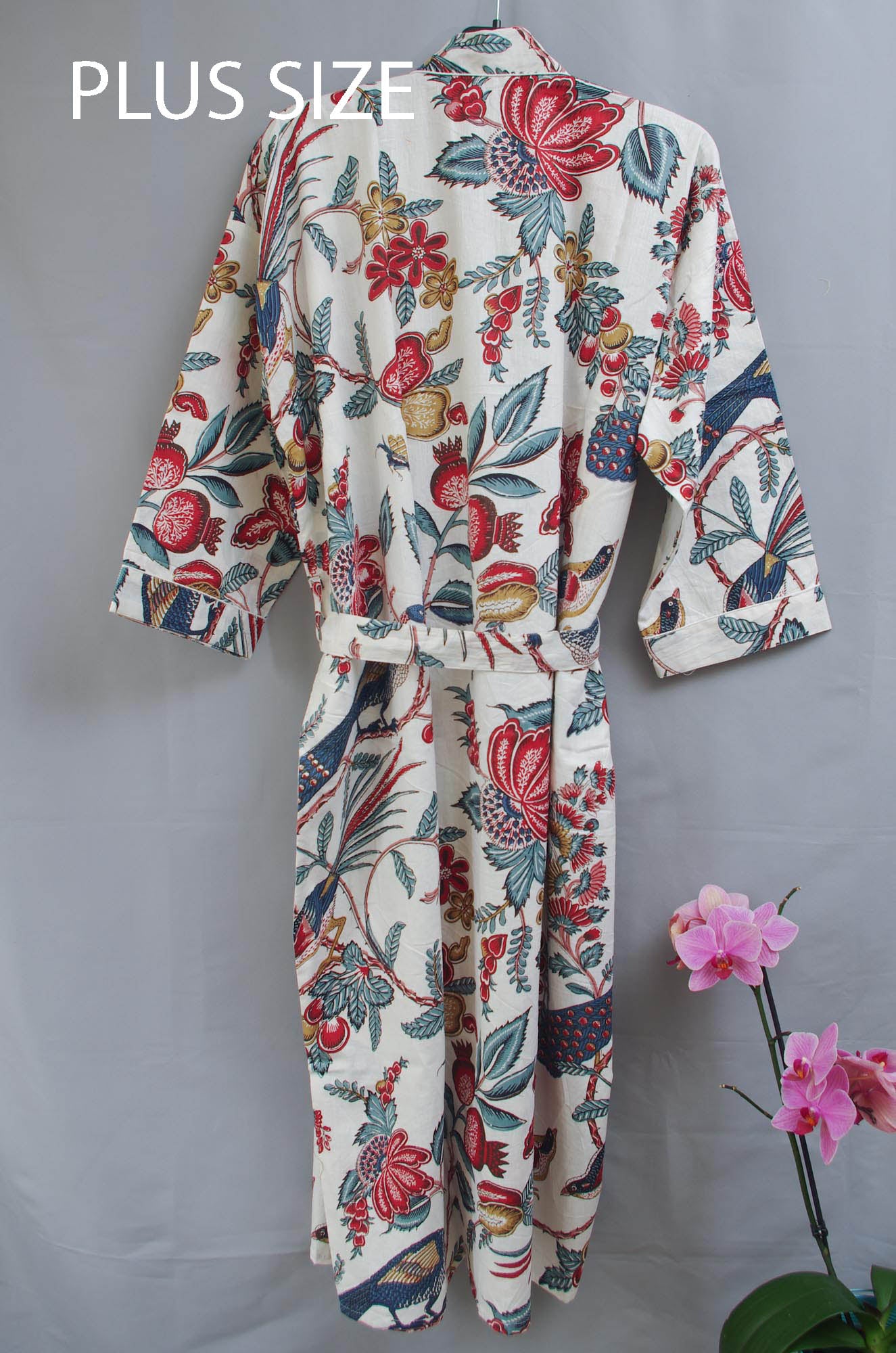 Plus size cotton dressing gown hotsell