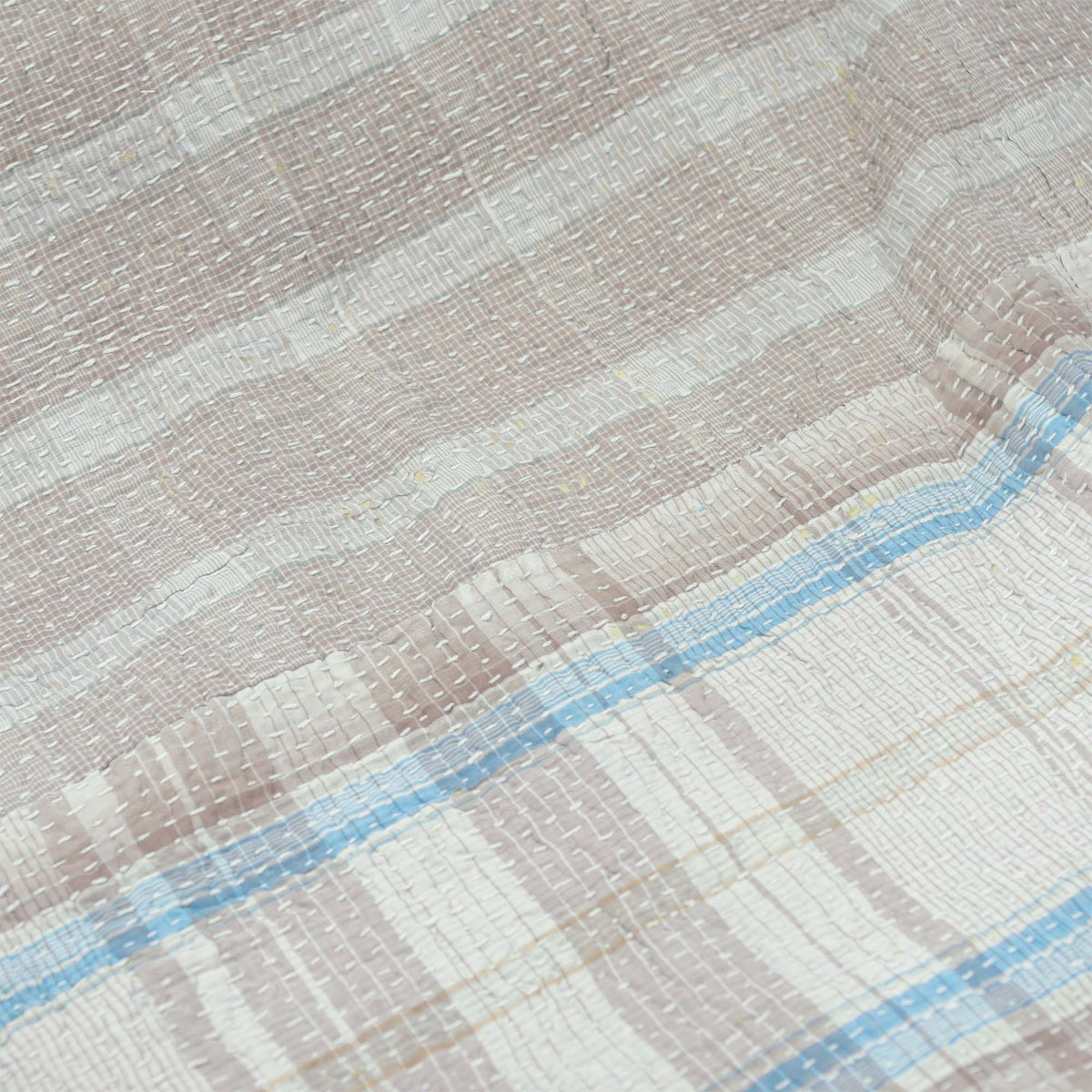 Vintage Patchwork Indian Blue & Beige Kantha Quilt VK 1084