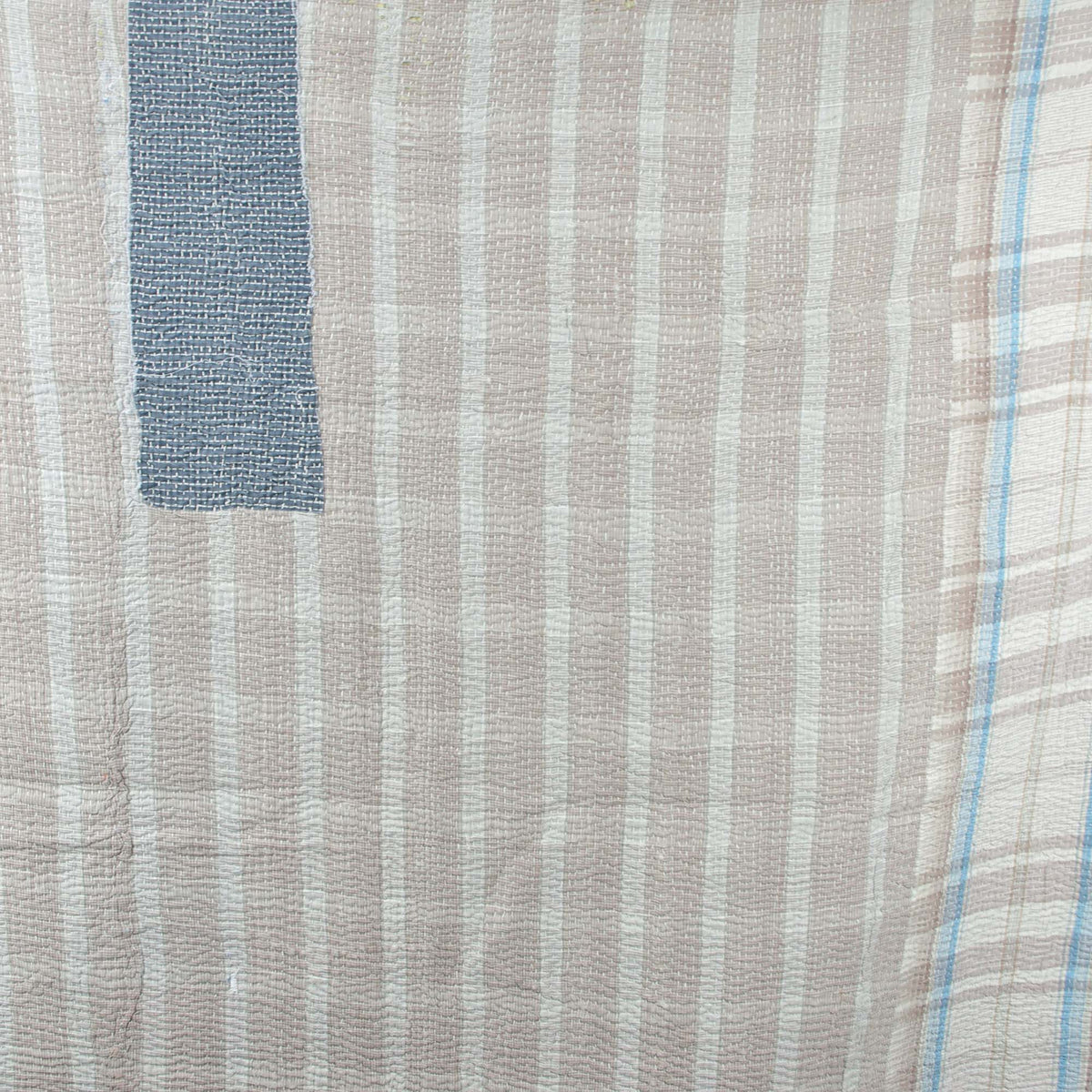 Vintage Patchwork Indian Blue & Beige Kantha Quilt VK 1084