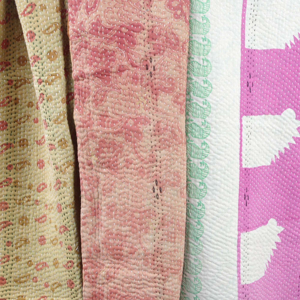 Vintage Patchwork Indian Pink Kantha Quilt VK 1085