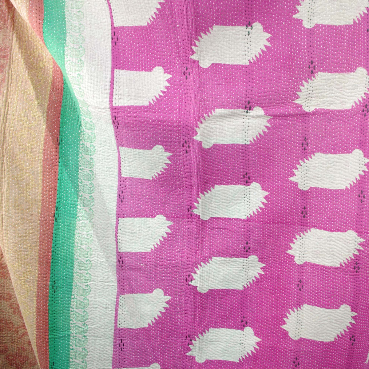 Vintage Patchwork Indian Pink Kantha Quilt VK 1085